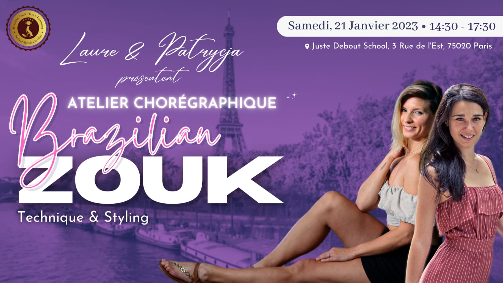 Atelier Chorégraphique Zouk Brésilien - Follower technique et styling avec Patrycja et Laure