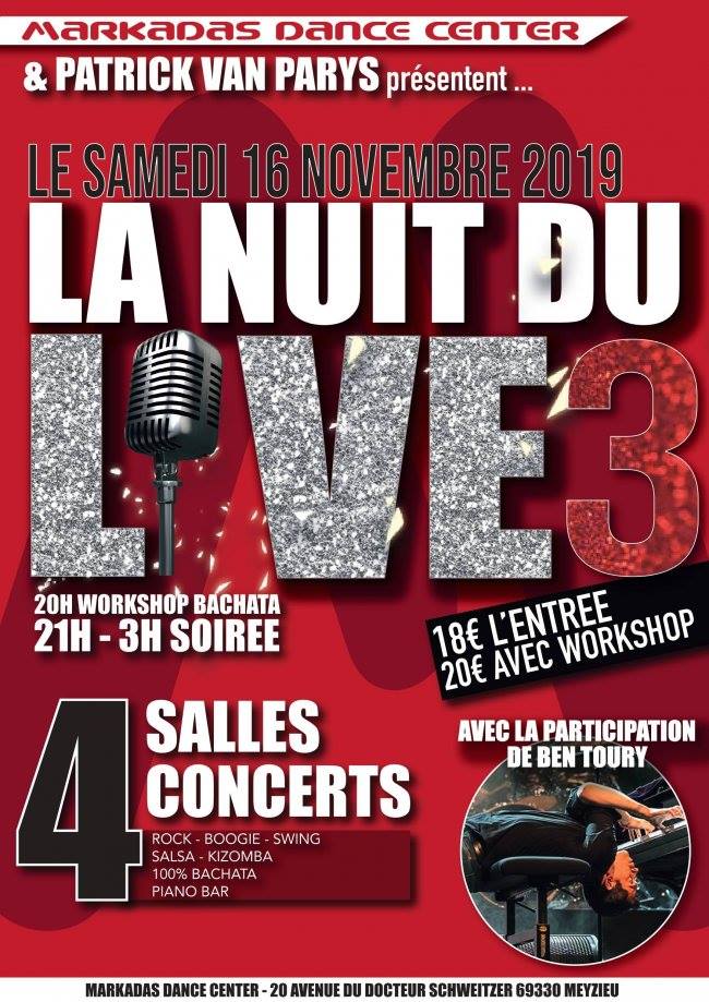 La NUIT LIVE " Meyzieu 4 salles 4 concerts Sam 16 NOV 2019