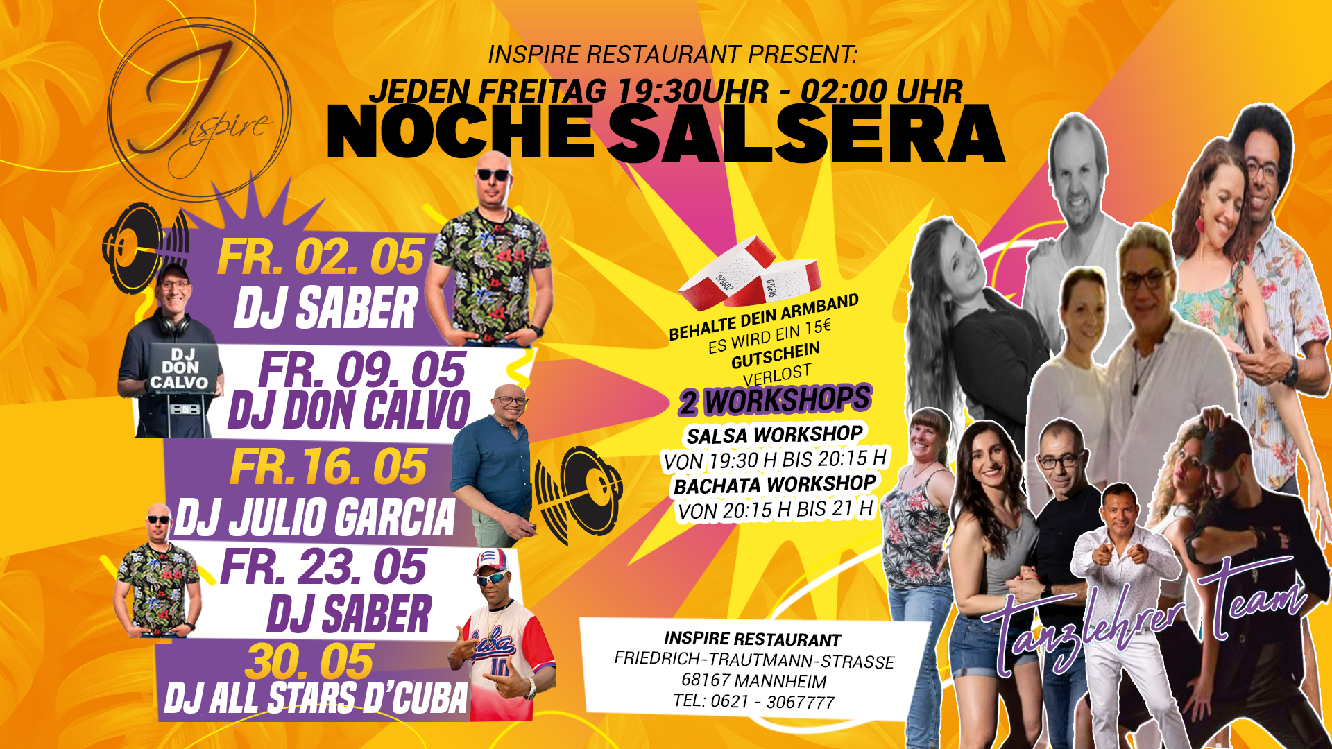 FR. 02 05 NOCHE SALSERA @INSPIRE RESTAURANT MANNHEIM🔥Ab19:30h 2X WORKSHOPS: SALSA & BACHATA 🔥