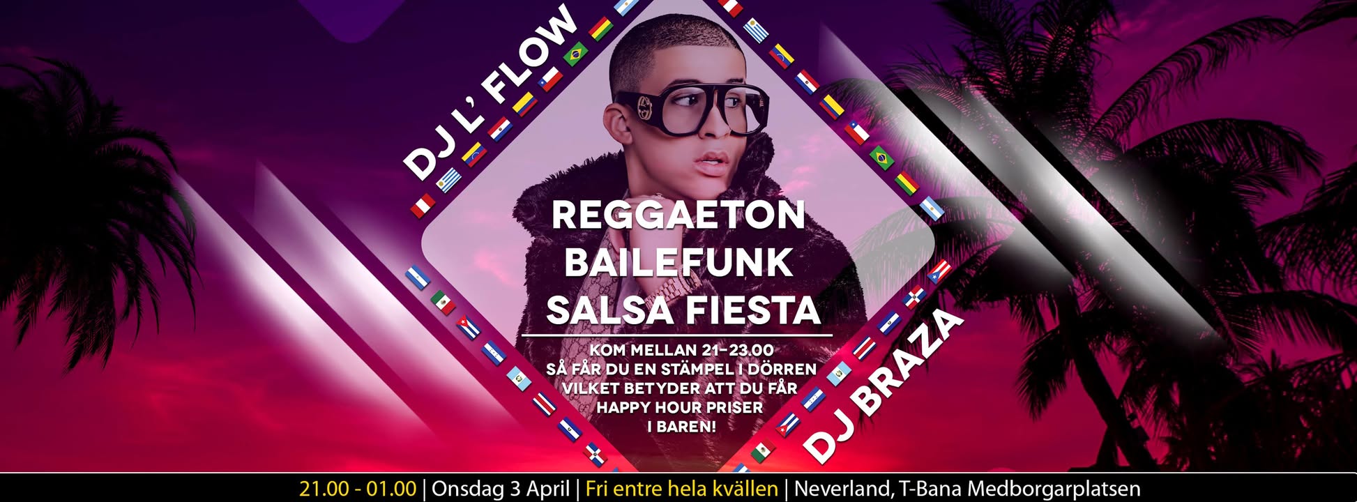 Reggaeton Bailefunk & Salsa Fiesta Fri entre hela kvällen!