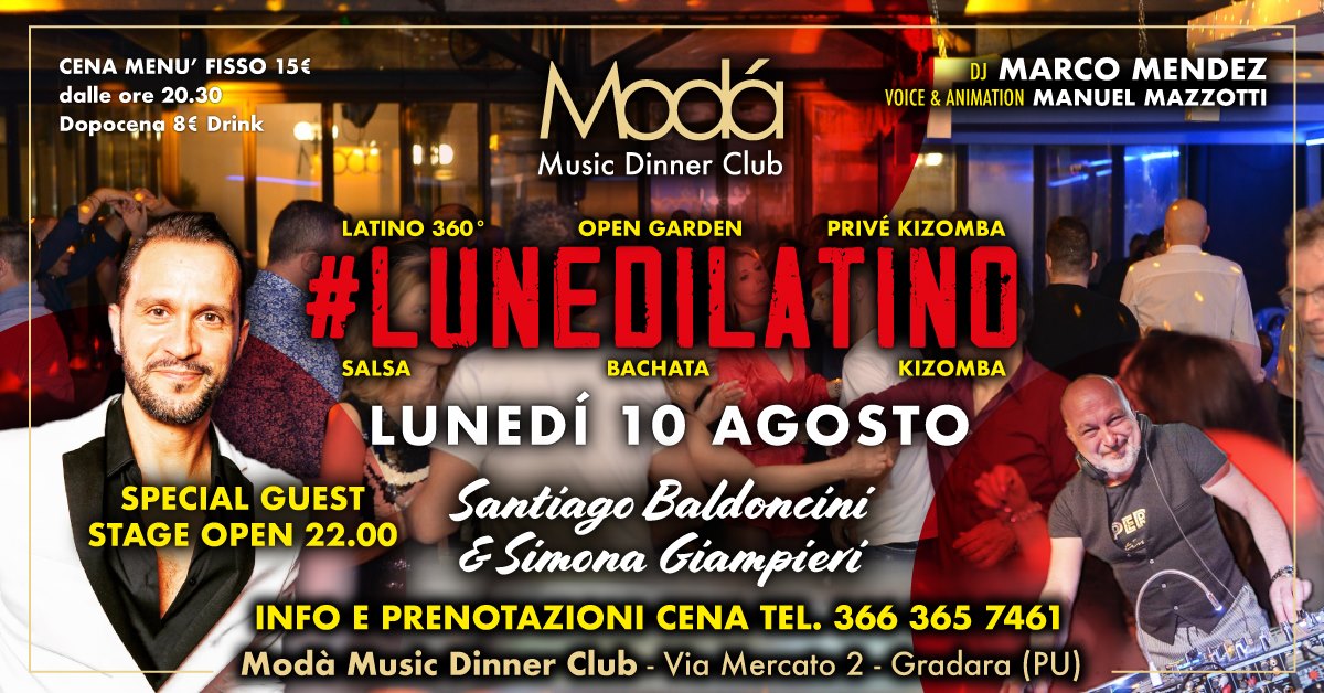Modà Lunedi Latino_10 Agosto Guest Santiago Baldoncini Salsa