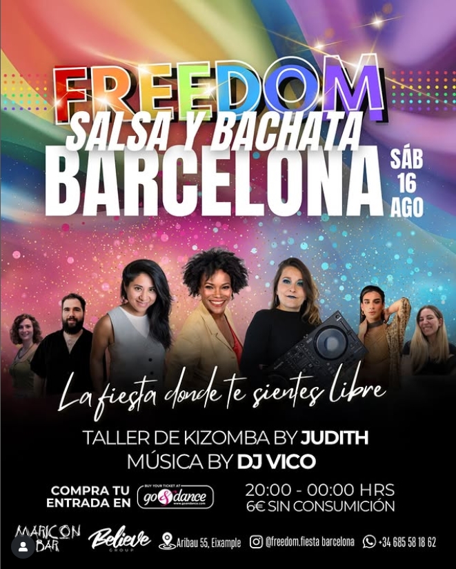 Taller de Kizomba 🏳️🌈 en FREEDOM SALSA & BACHATA BARCELONA