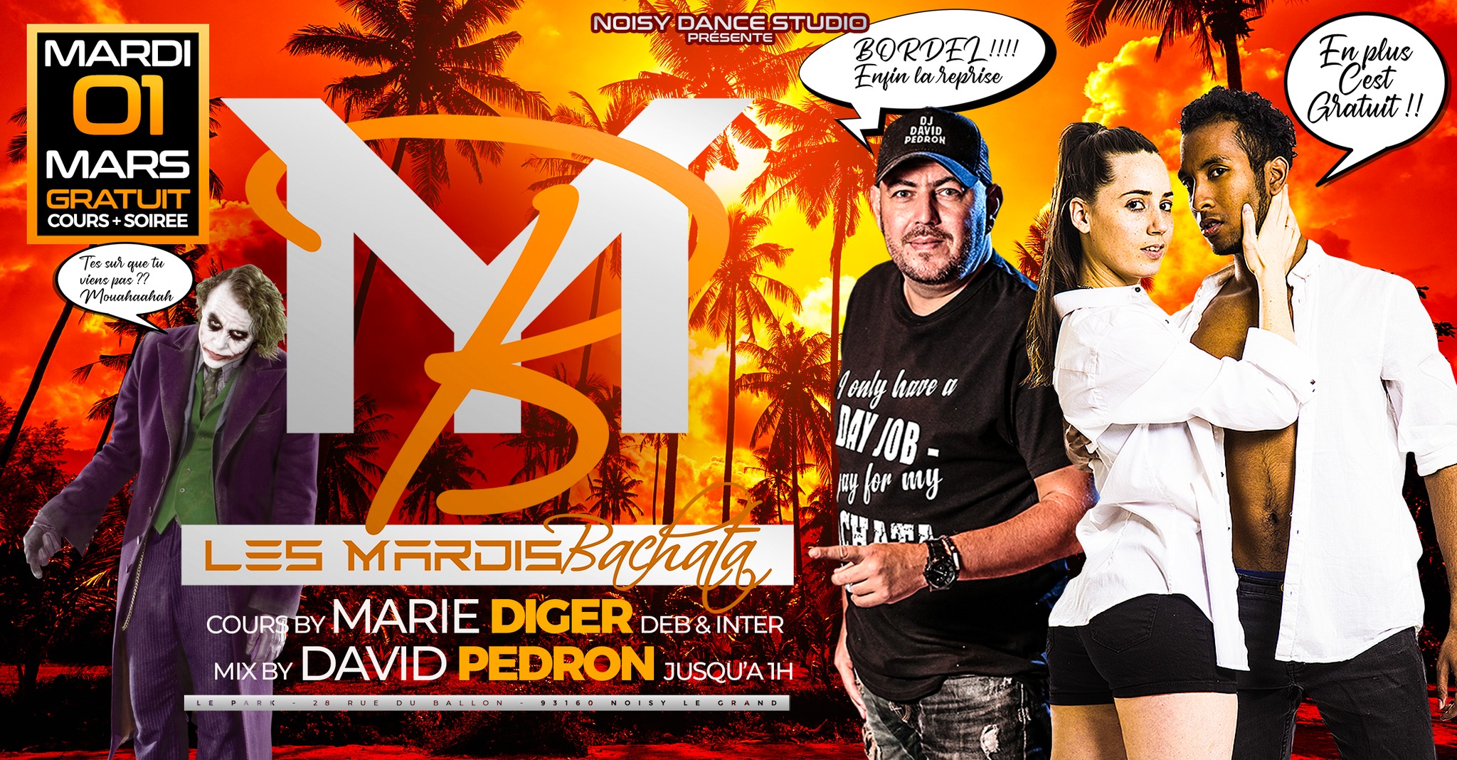 Les Mardis Bachata Gratuit Decembre - cours + soiree - Le Park