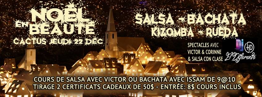Noël en Beauté au Cactus Jeudi 22 déc. 8$ inclus cours 9 à 10PM