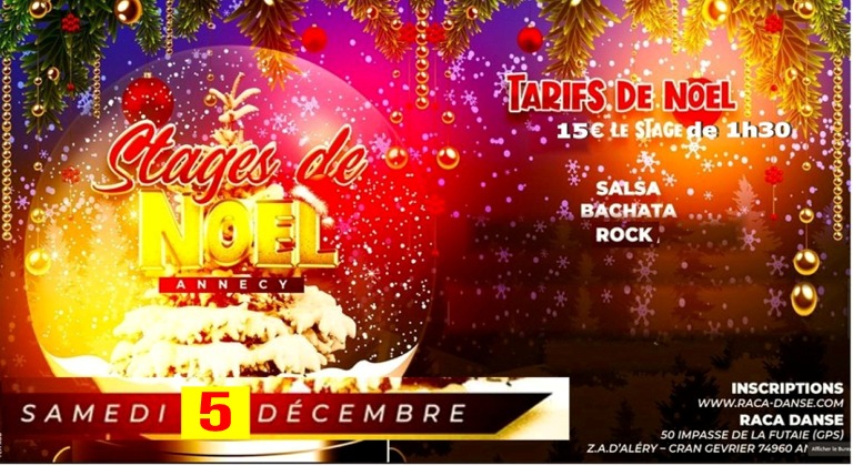 STAGES de NOEL SPECIAL Débutants SALSA BACHATA ROCK