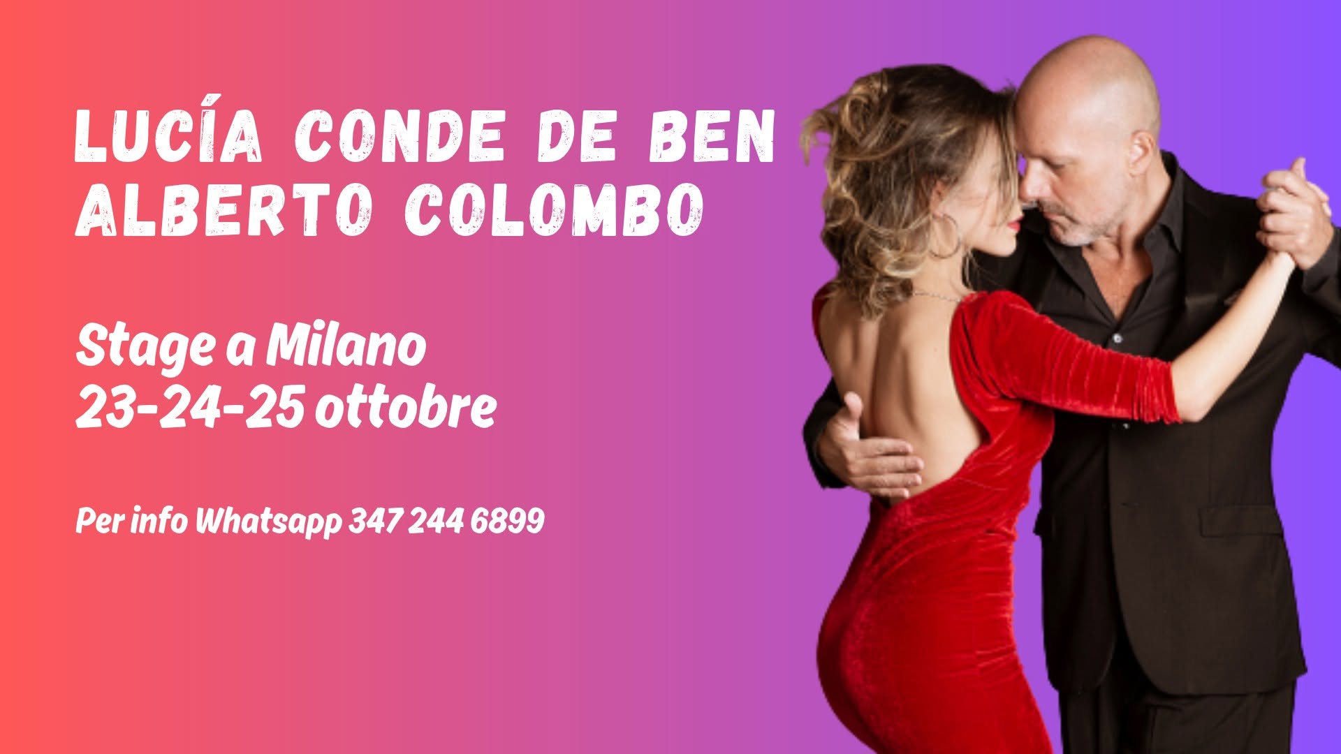 Stage di Tango a Milano con Lucía Conde de Ben e Alberto Colombo 23-24-25 ottobre