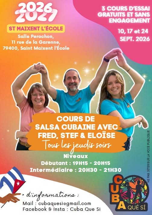 Reprise des cours de salsa à St Maixent - Cuba Que Si