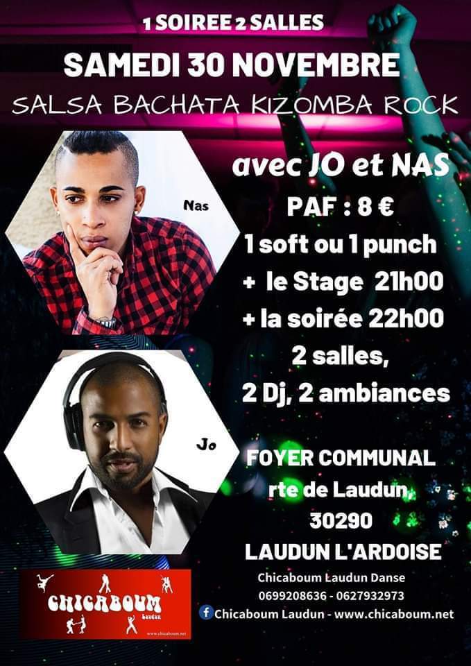 Soirée SBKR 30 novembre Laudun 8 € stage et 1 boisson
