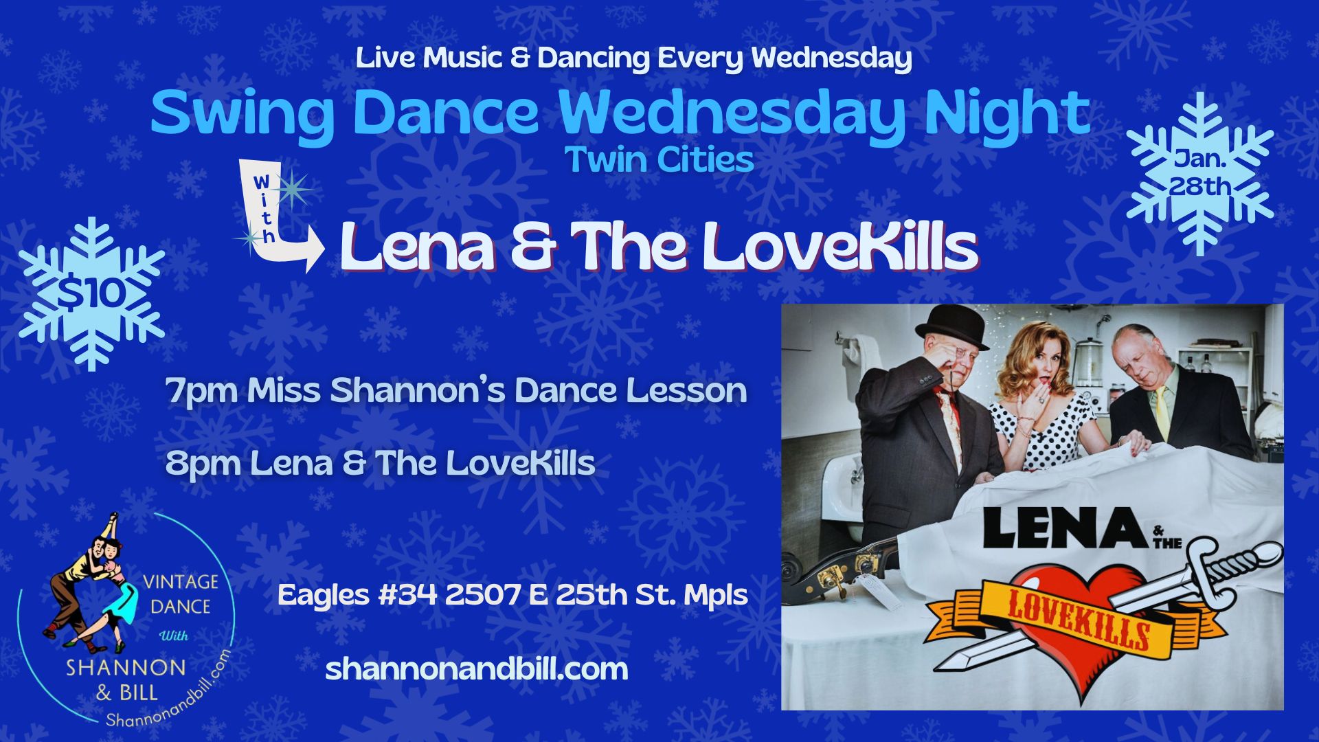 Lena & The LoveKills at Swing Dance Wednesday Night 1 28