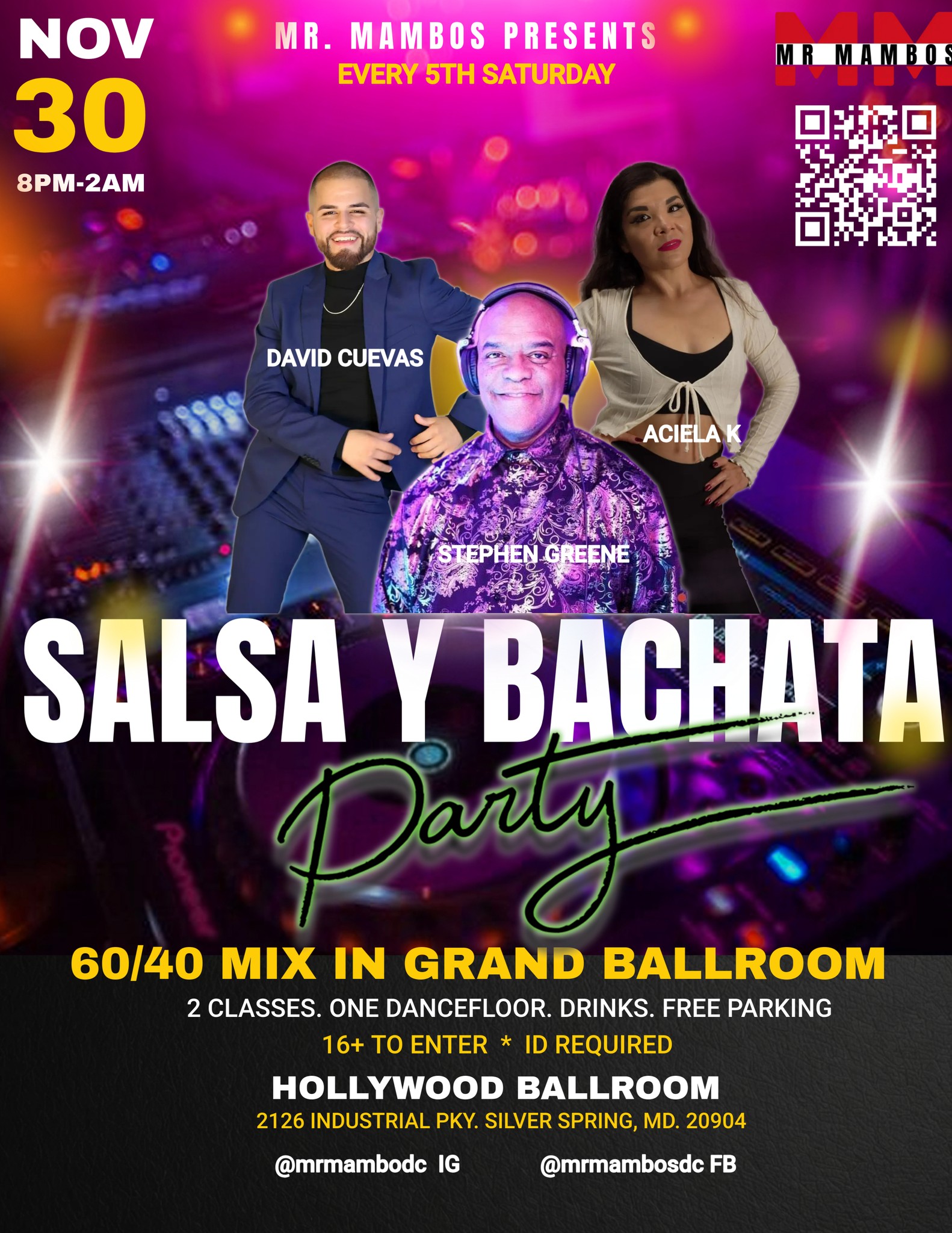 Mr. Mambo's 5th Saturday 60 40 Salsa Bachata Party in the Main Ballroom!