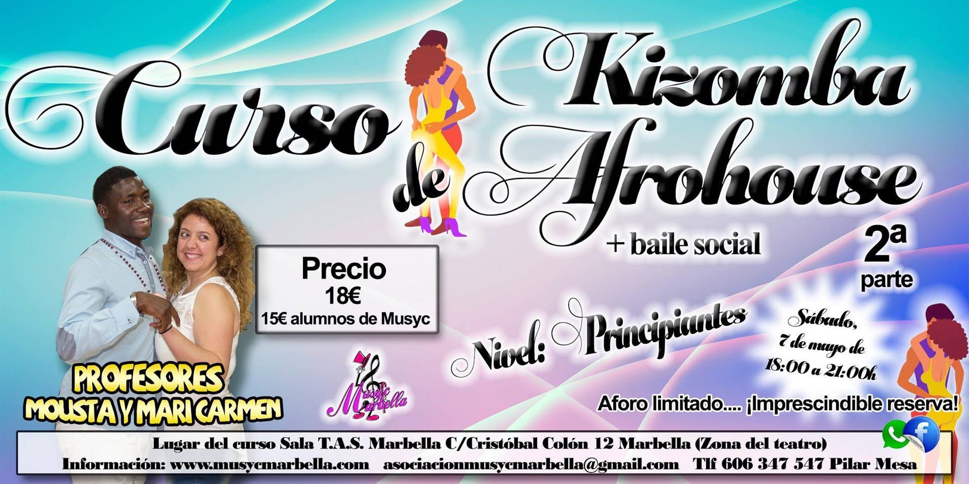 Intensivo Kizomba y Afrohouse 2ª parte- 7 mayo de 17 a 20 horas