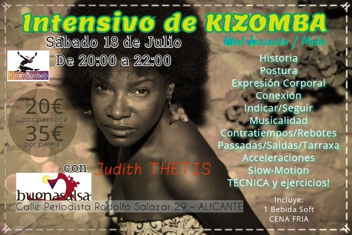 Intensivo Kizomba Judith KizomBaobab 18 Julio BuenaSalsa Alicante