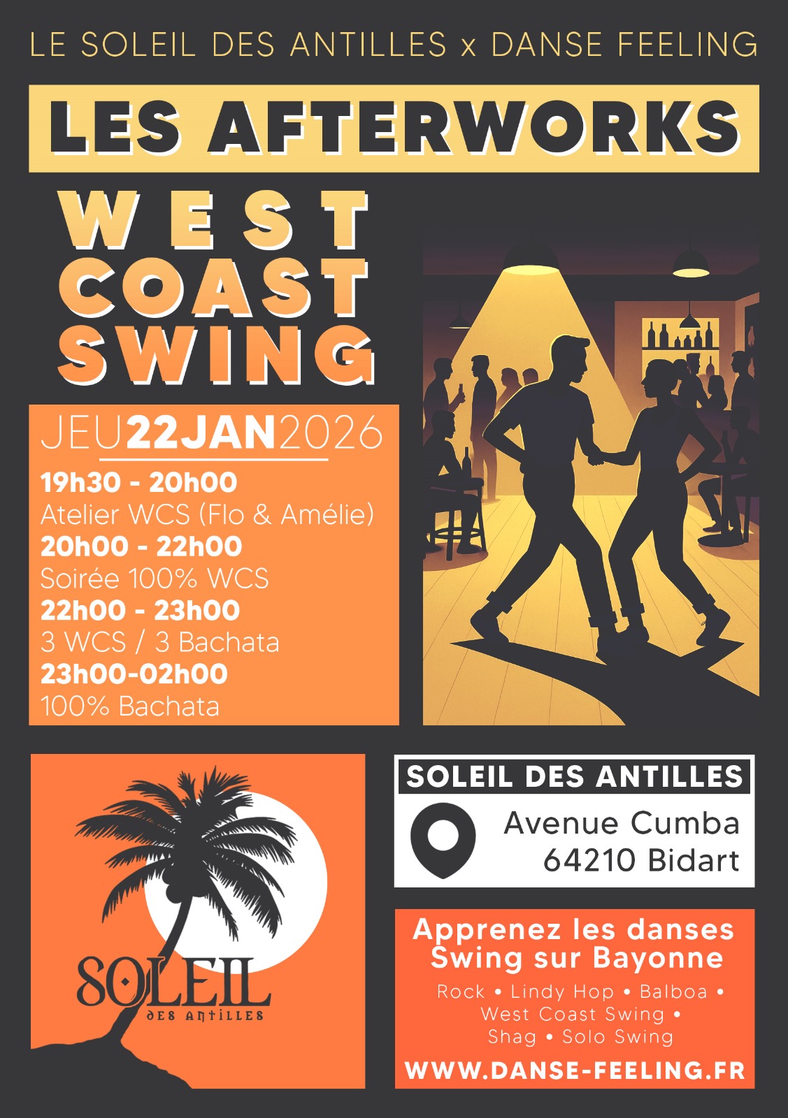 Afterwork 100% West Coast Swing Soleil des Antilles 22 Janvier