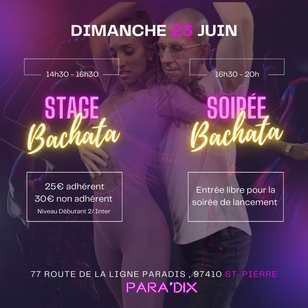 BACHATA : Stage & Soirée Bachata (entrée libre pour la soirée) à St-Pierre