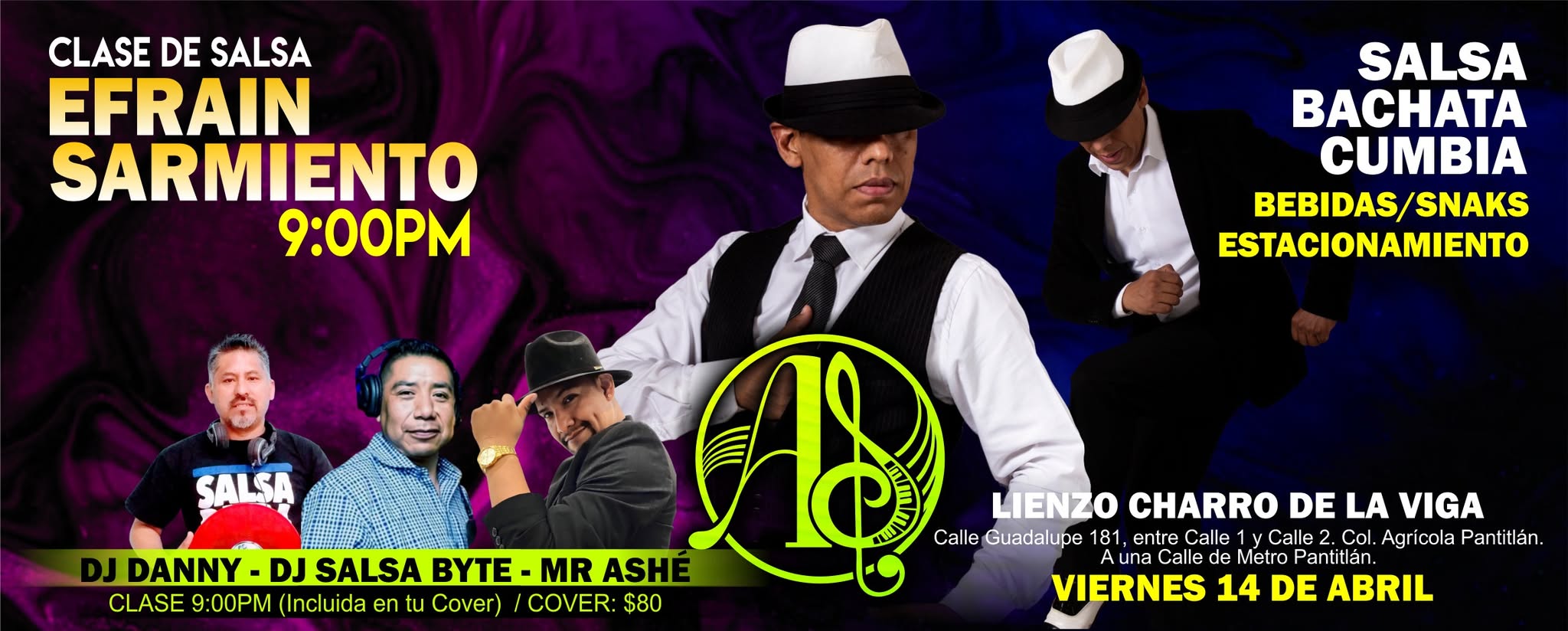 NOCHE DE BAILE CON ASHE-SABAO Clase de Salsa con EFRAIN SARMIENTO en El Lienzo Charro de la Viga