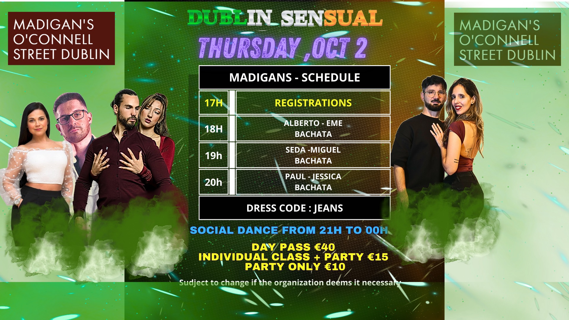 Thursday Bachata Classes & Social - DSF25 - Madigans Dublin City Center