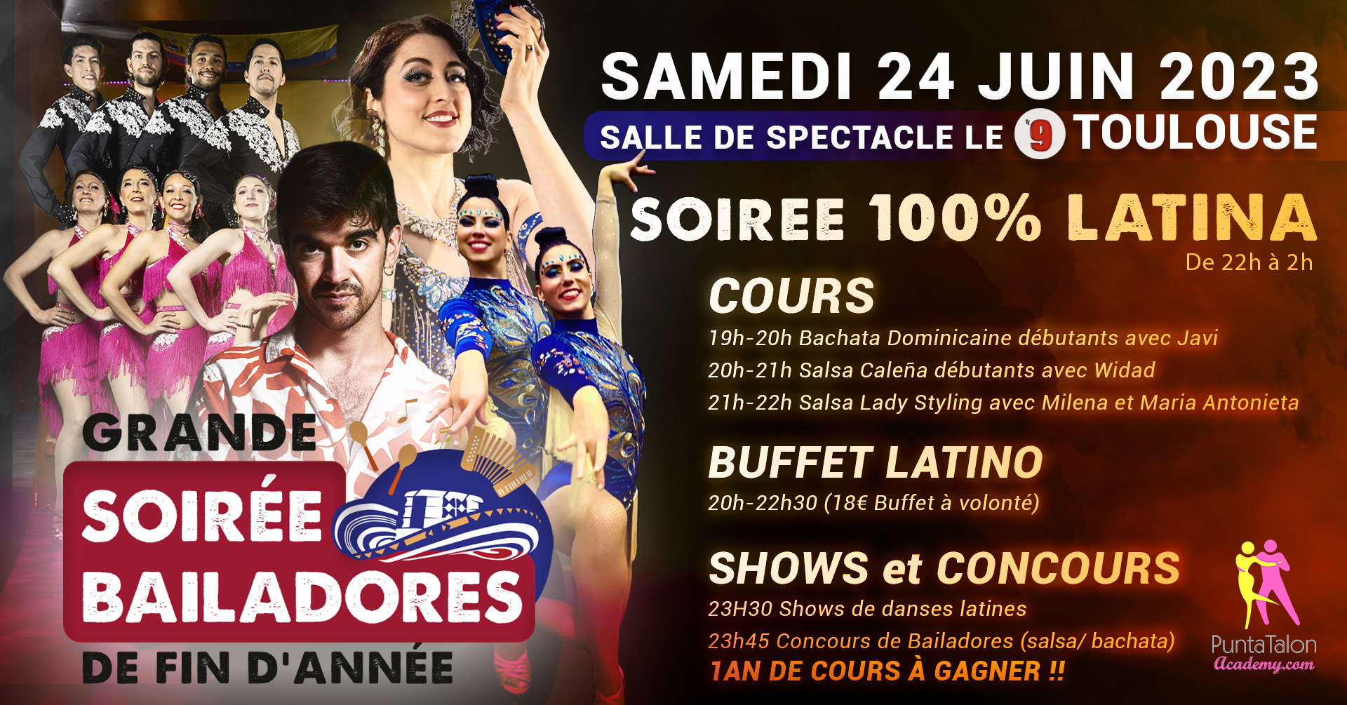 Grande soirée Bailadores de fin d'année à Toulouse- Cours Shows Concours Repas