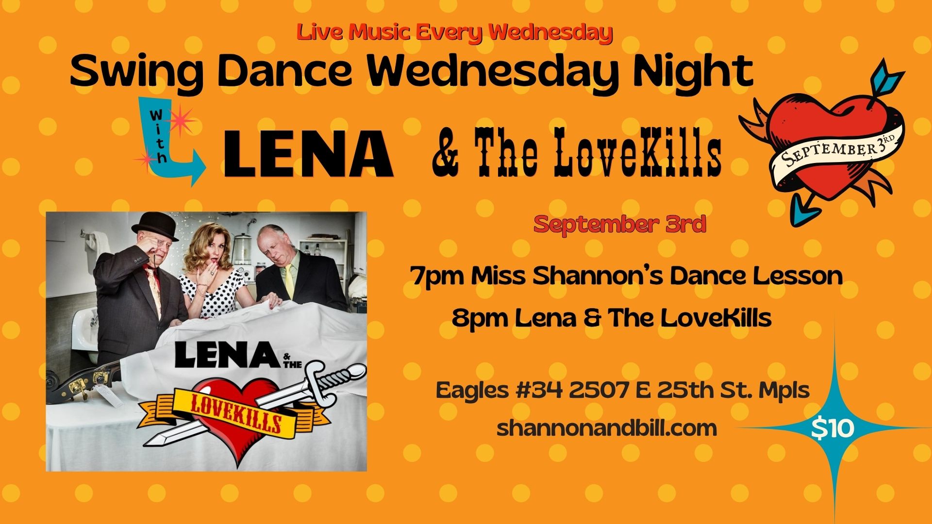Lena & The LoveKills at Swing Dance Wednesday 9 3