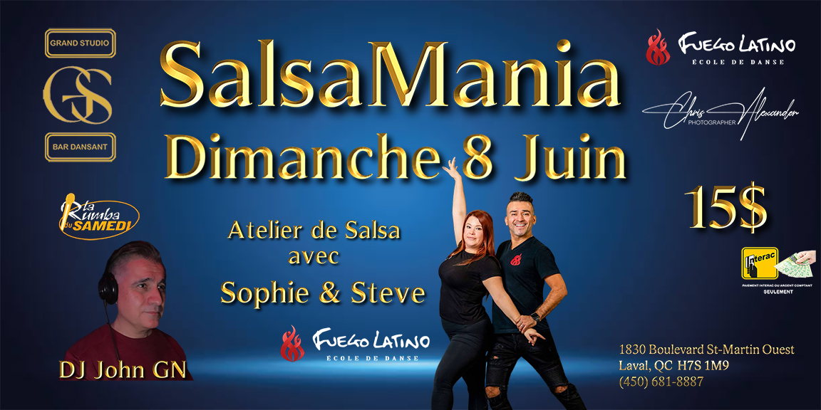 Danse Latine - Laval - SalsaMania - Dimanche 8 Juin 2025