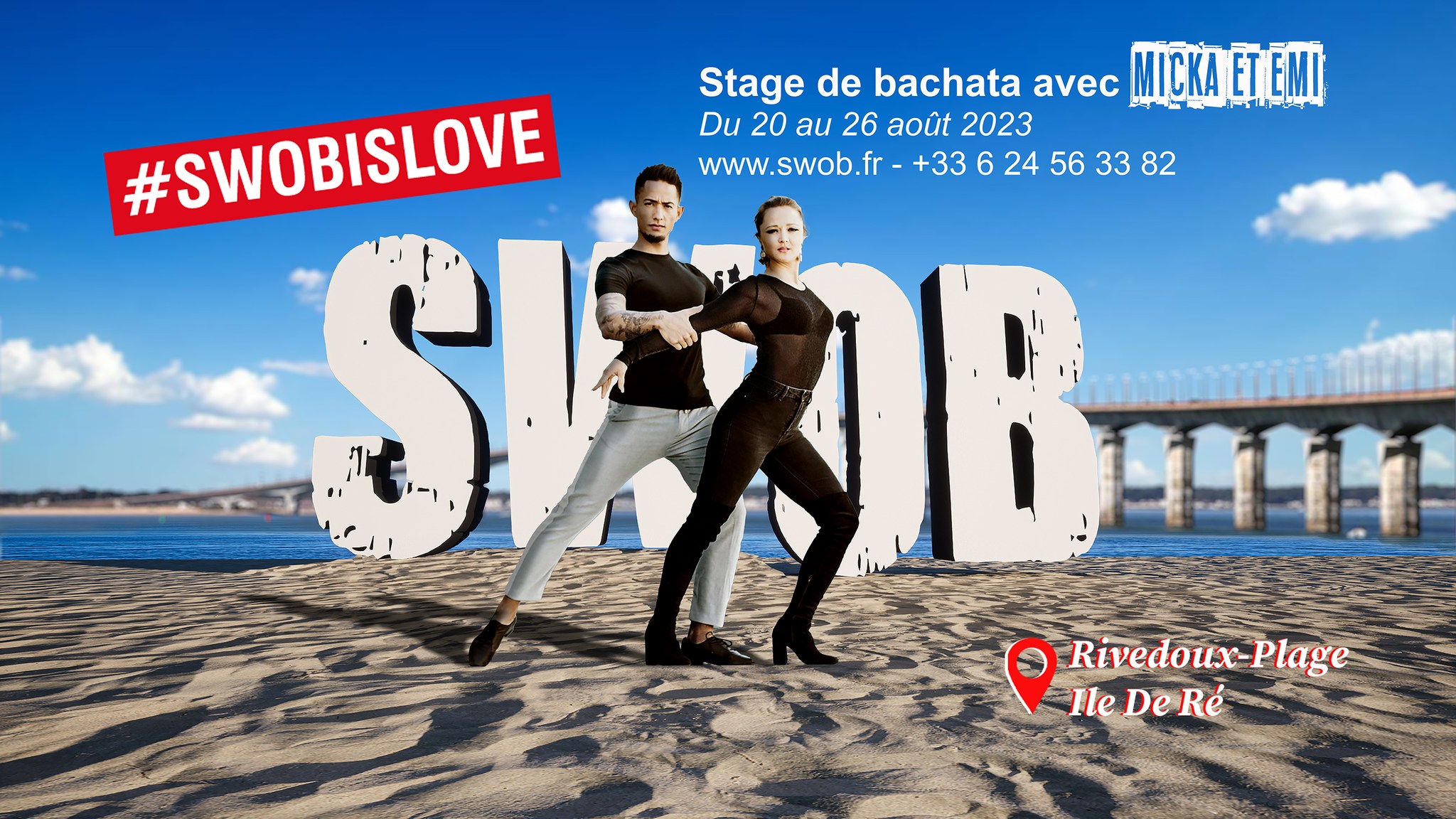 Viens Swober avec Micka et Emi - 20 au 26 août 2023 - Cours de Salsa à Rivedoux-Plage (île de Ré)