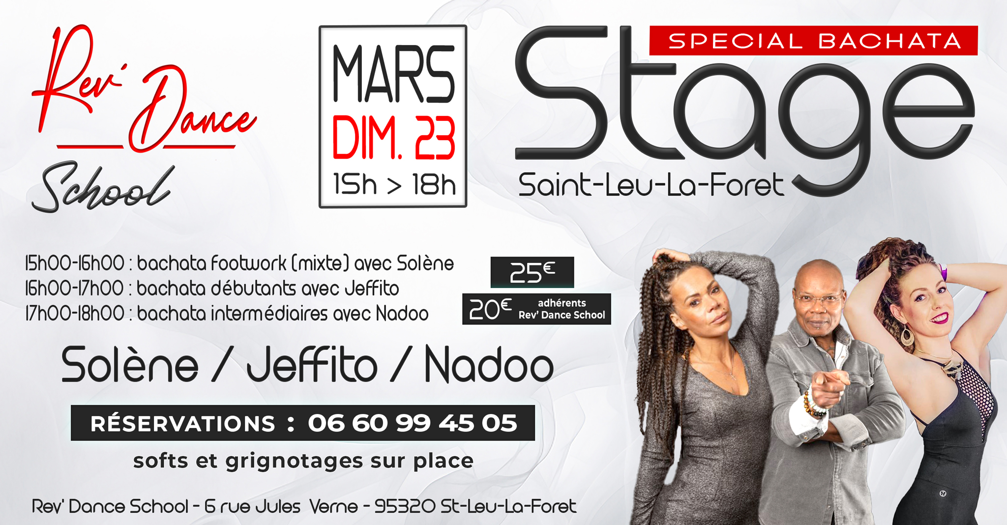 Dimanche 23 mars - STAGE SPECIAL BACHATA - Rev' Dance SCHOOL - avec Nadoo & Solène & Jeffito