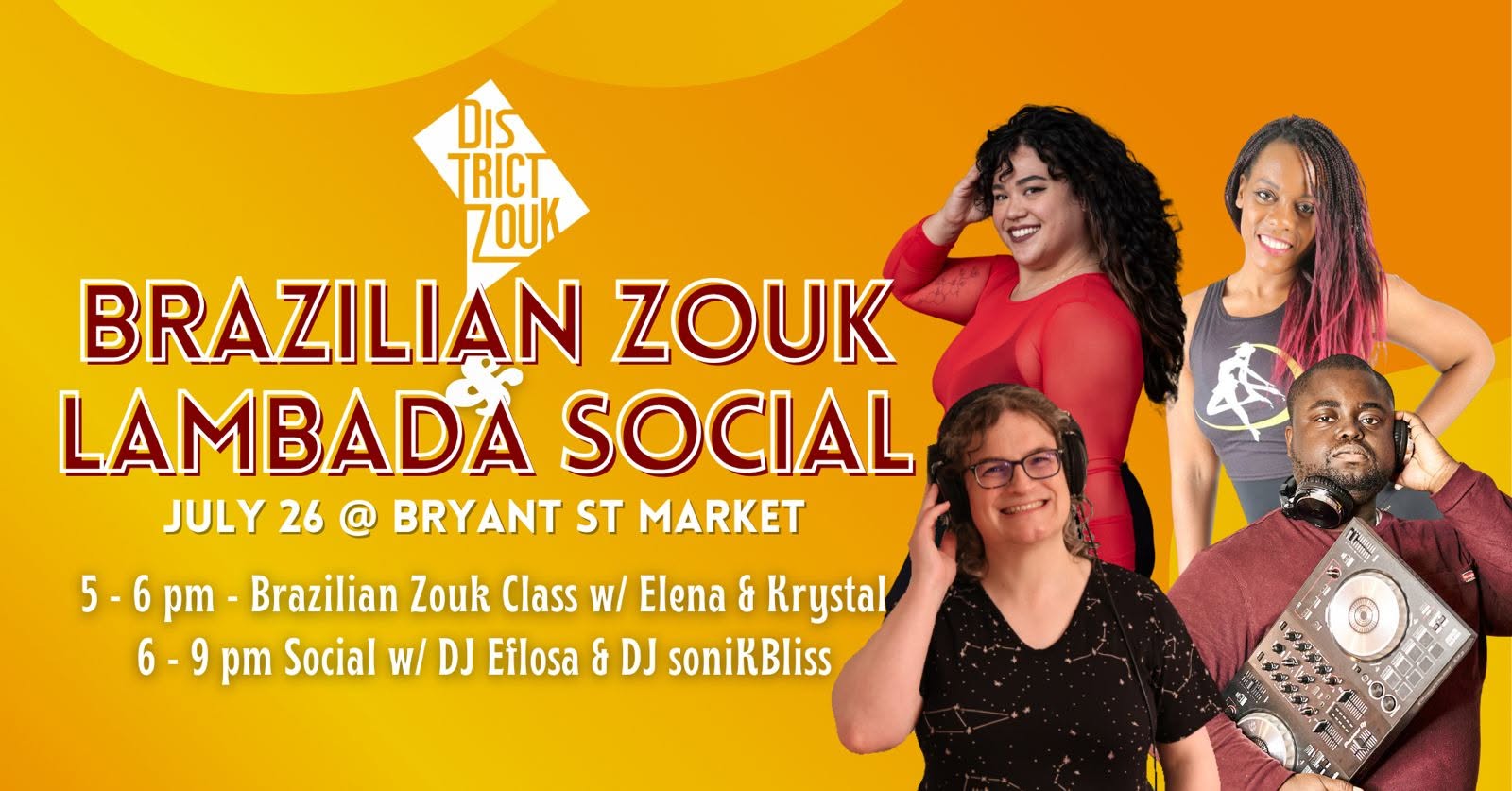 Brazilian Zouk & Lambada Social w Elena & Krystal, DJ soniKBliss & DJ Eflosa