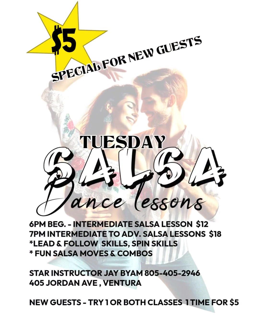 $5 SALSA CLASS! - NEW GUEST MAY TRY 1 OR BOTH CLASSES FOR $5!