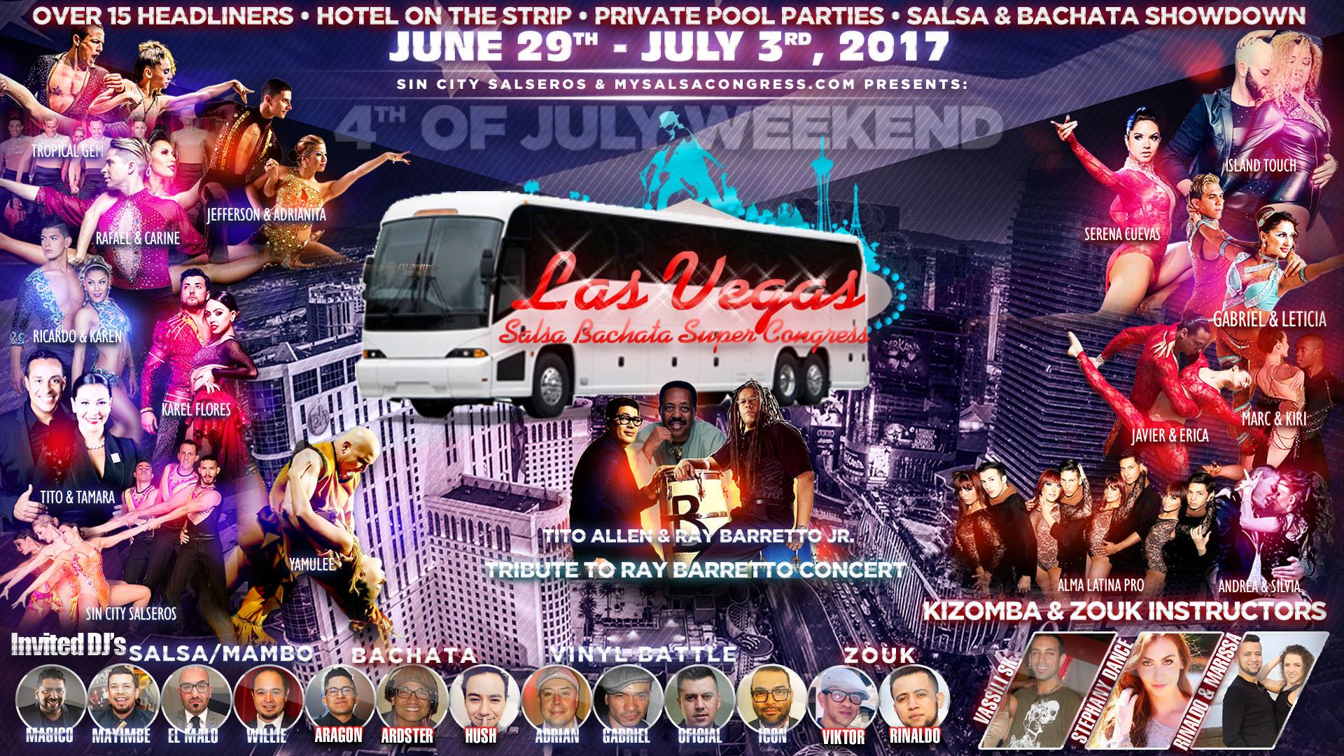 Las Vegas Salsa Bachata Super Congress Party Bus - July 7th 2018