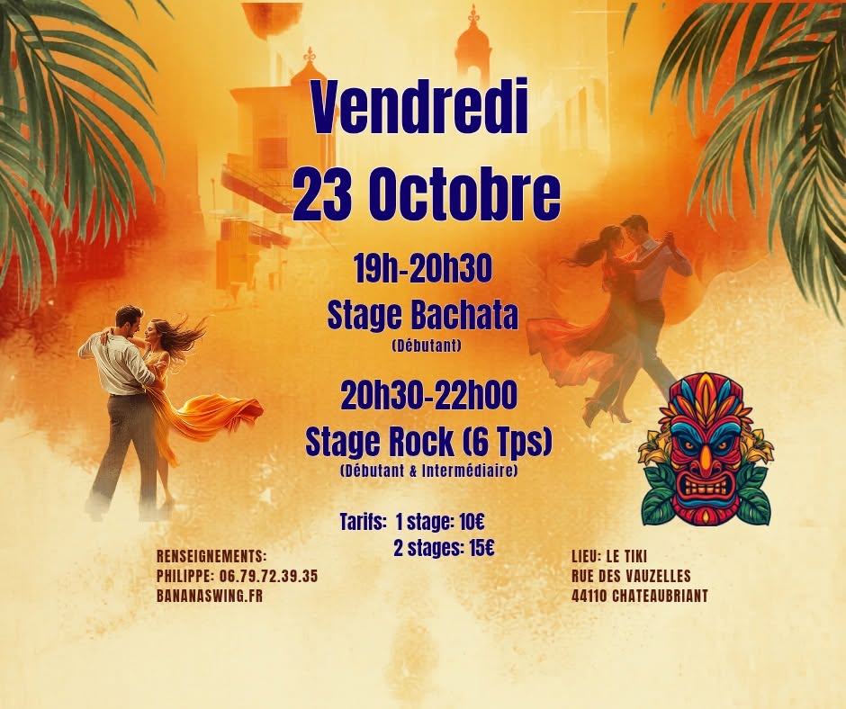 Stages de Bachata & Rock au Tiki à Châteaubriant