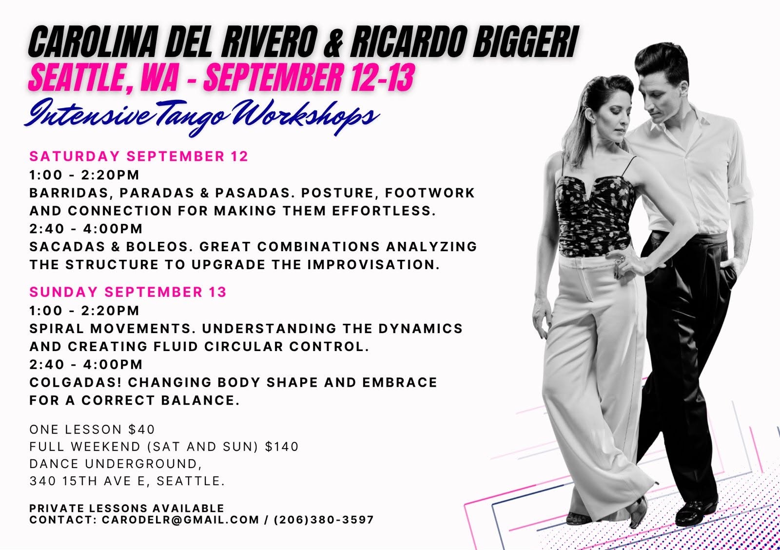 Seattle Tango Intensive with Carolina and Ricardo - September edition