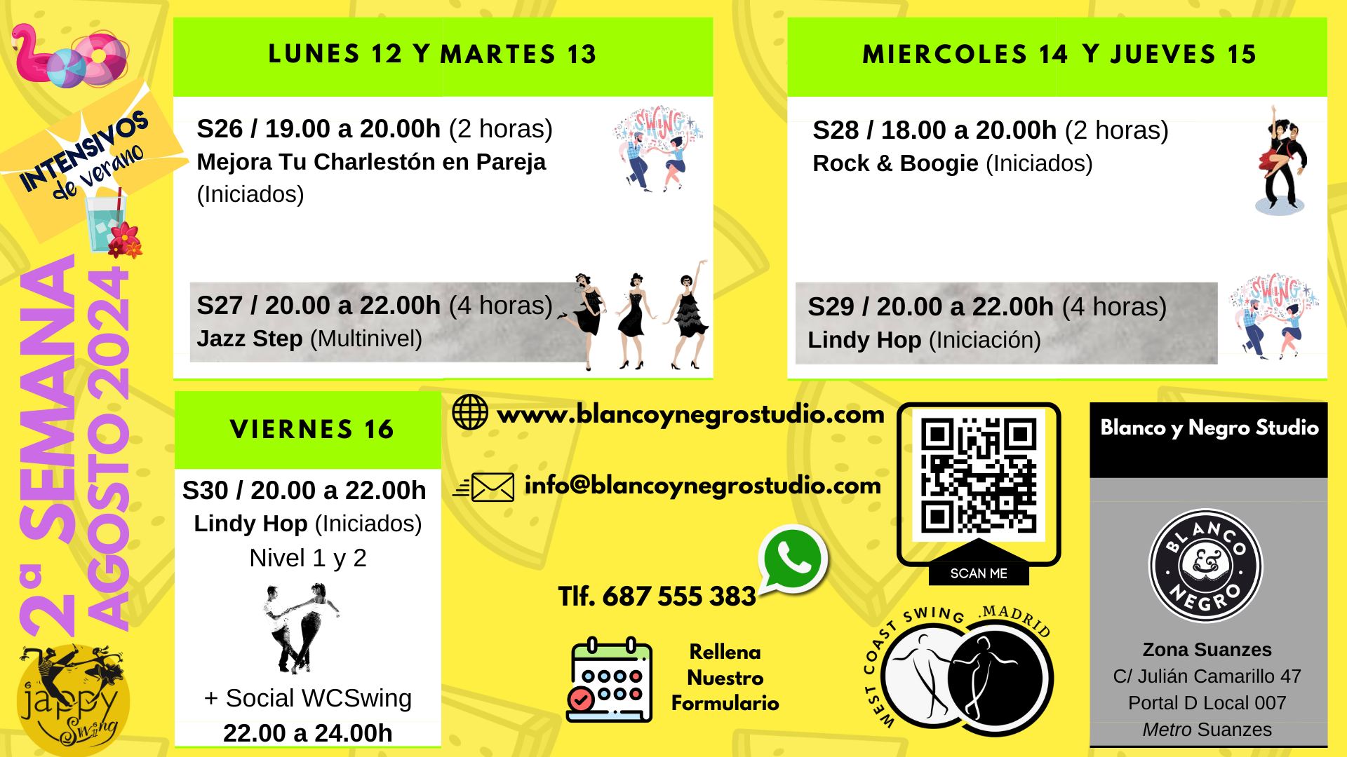 2° Semana de Agosto. Intensivos de Verano. Swing y Rock & Roll. VeraSwing 2024