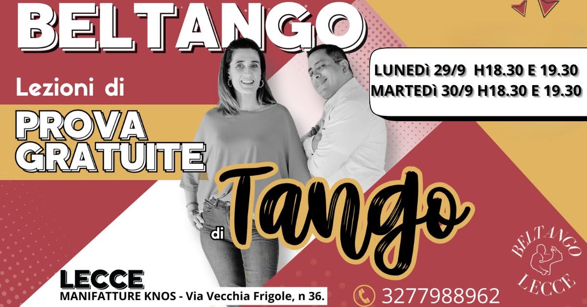 Lecce, lezioni di TANGO - prove gratuite 29 e 30 settembre