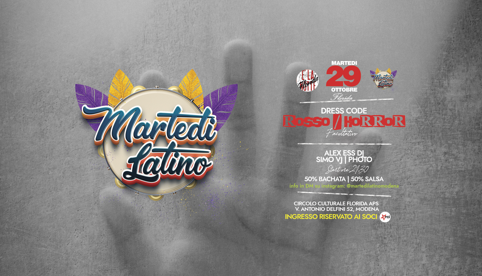 29 10 - Martedì Latino al Florida - Dress Code Rosso horror