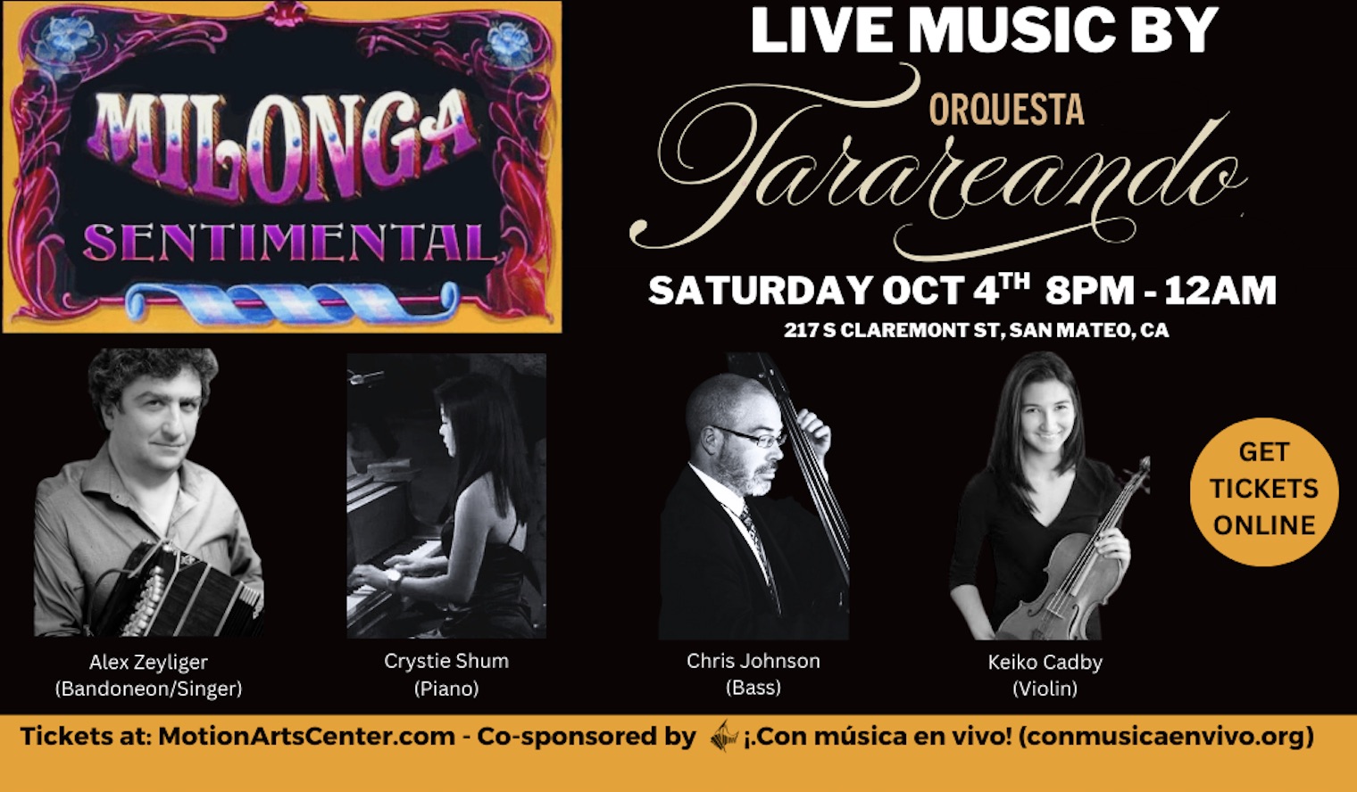Live Music Milonga Sentimental with Orquesta Tarareando!