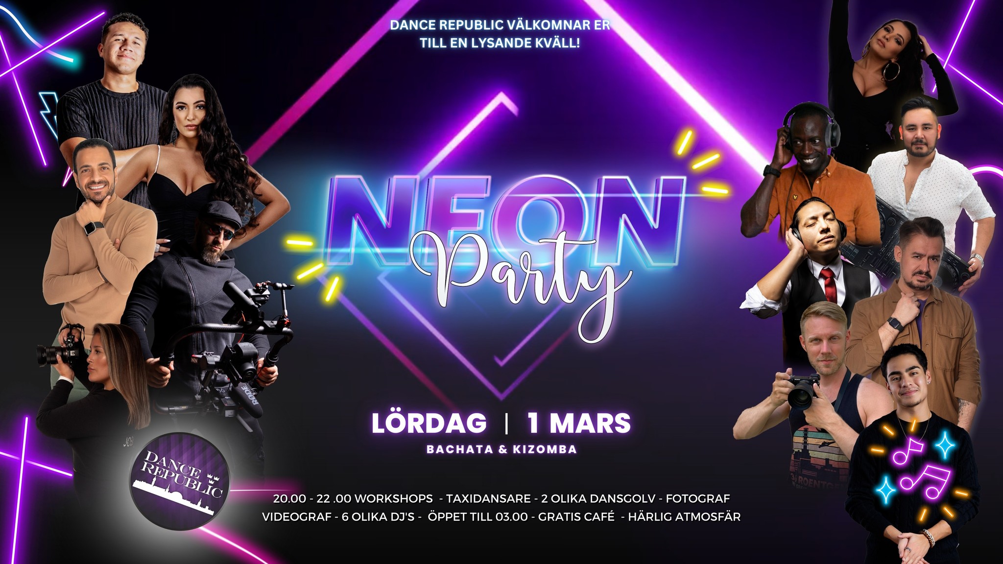 Dance Republic NEON Party! Lördag 1 Mars
