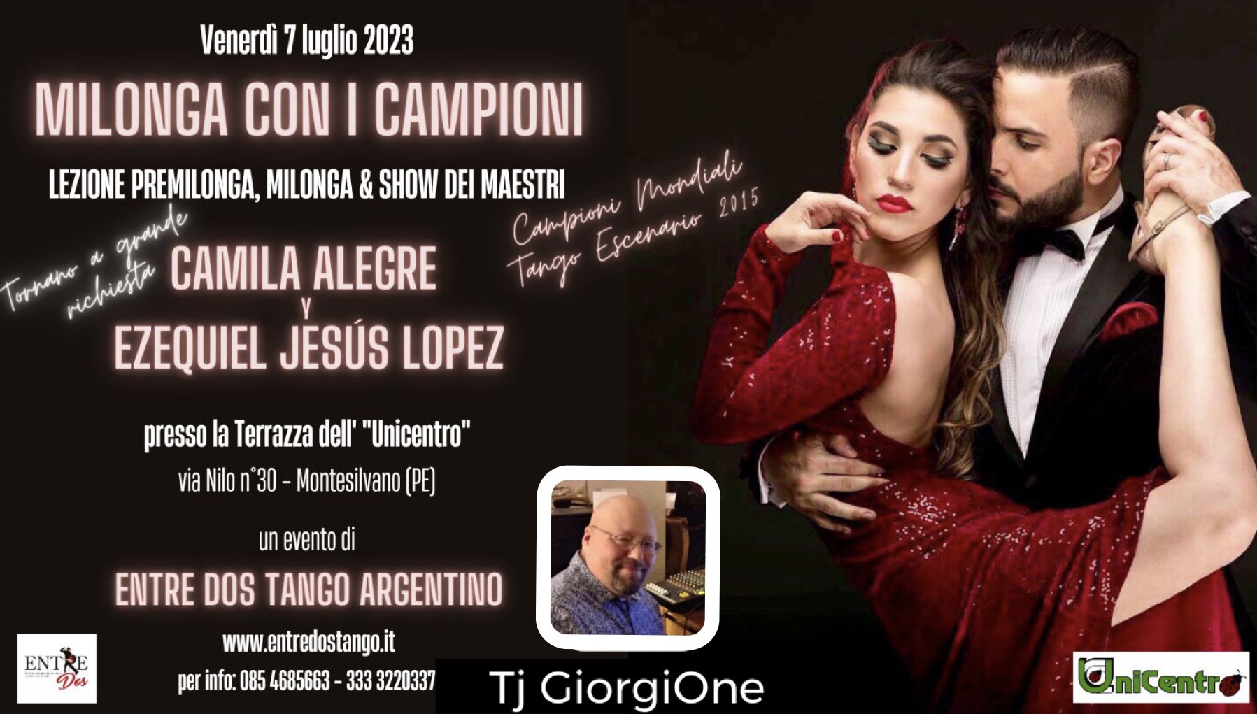 Milonga Entre Dos all'Unicentro con i campioni Camila Alegre y Ezequiel Jesus Lopez