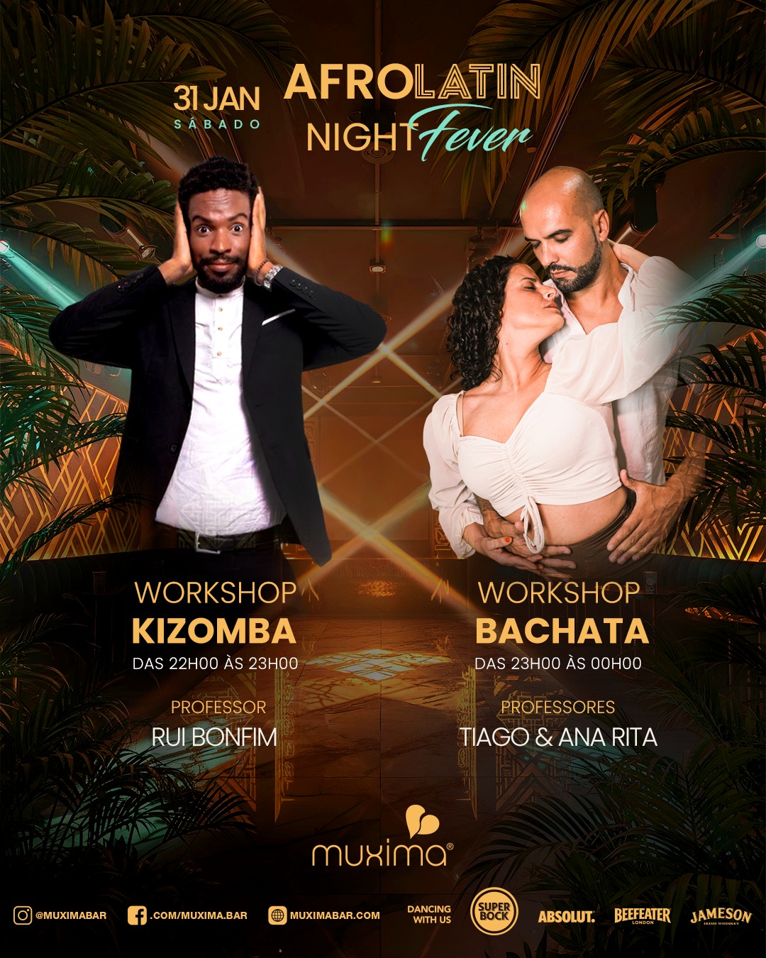 SÁBADO 31 JANEIRO ➥ 2 Workshops ➥ KIZOMBA e BACHATA