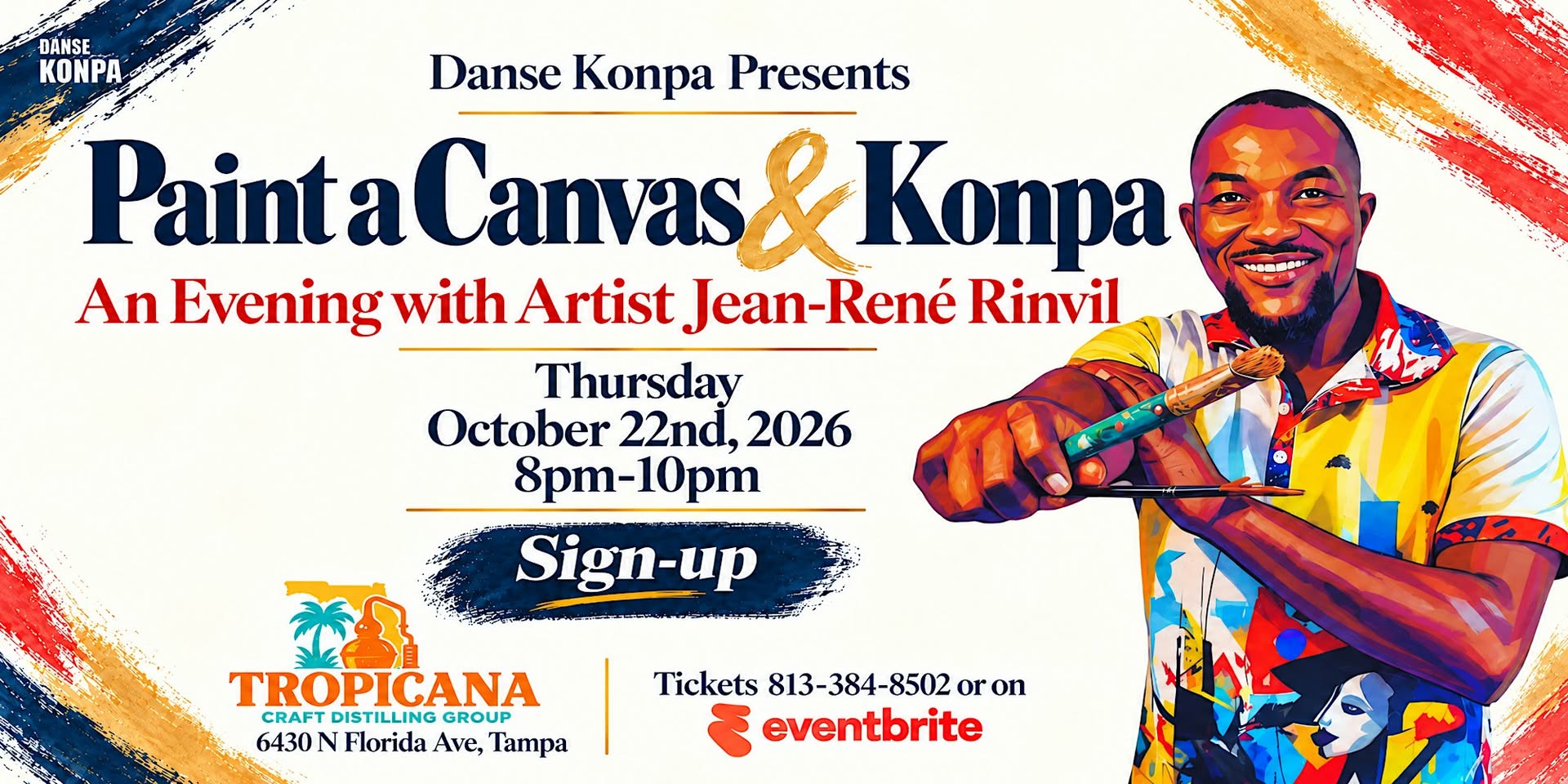 Paint a canvas & Konpa with artist Jean-Rene Rinvil