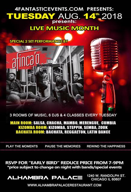 Live Music Month Tuesday at Alhambra Afinca’o on stage