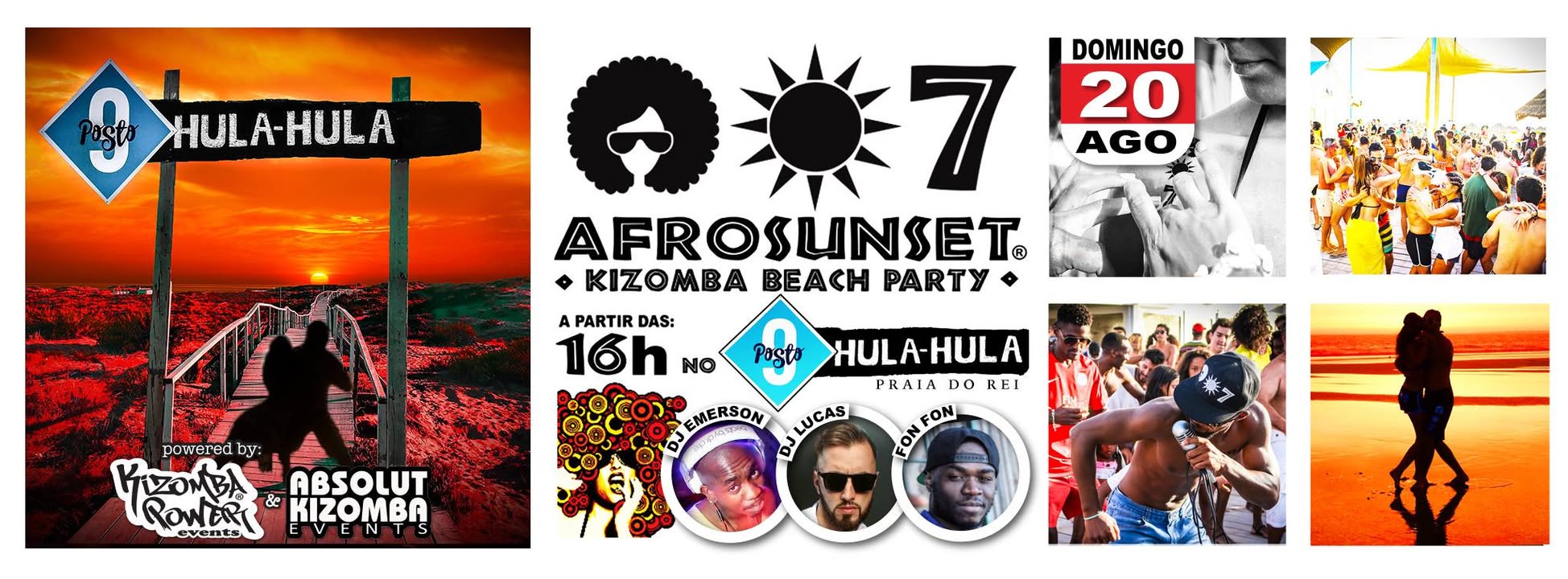 Afrosunset® ☼ Kizomba Beach Party ☼ 20 AGO - 16h ☼ Hula Hula