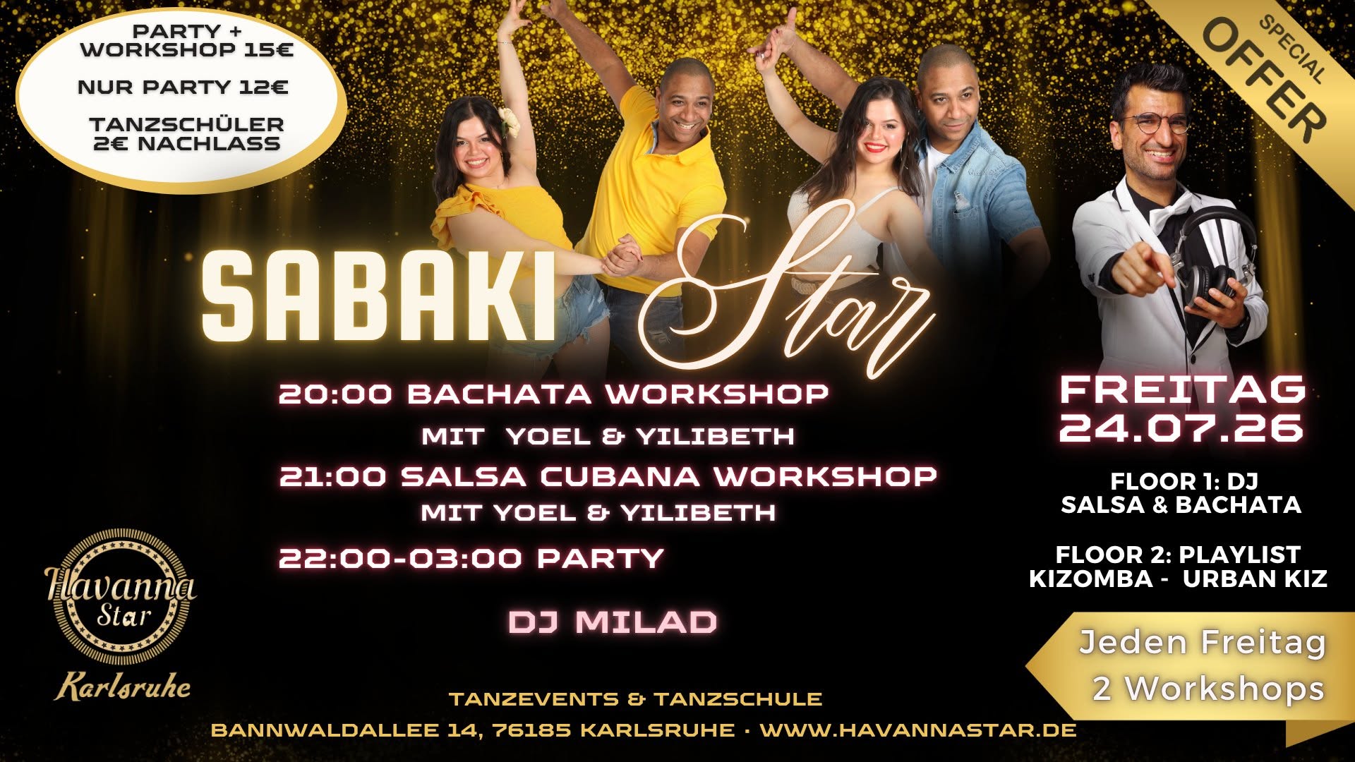 Latinparty mit Bachata & Urban Kiz Workshops - mit Kizombafloor