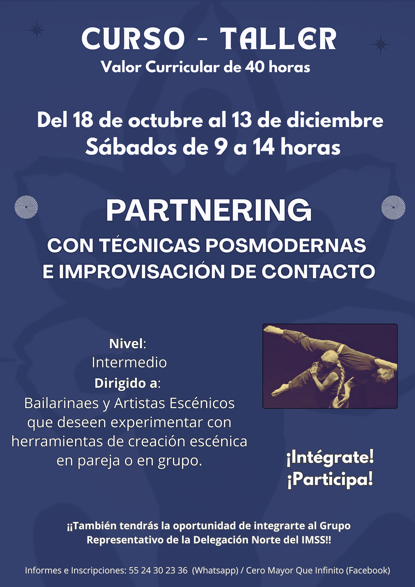 Curso-Taller de Partnering con técnicas postmodernas y de Improvisación de Contacto.