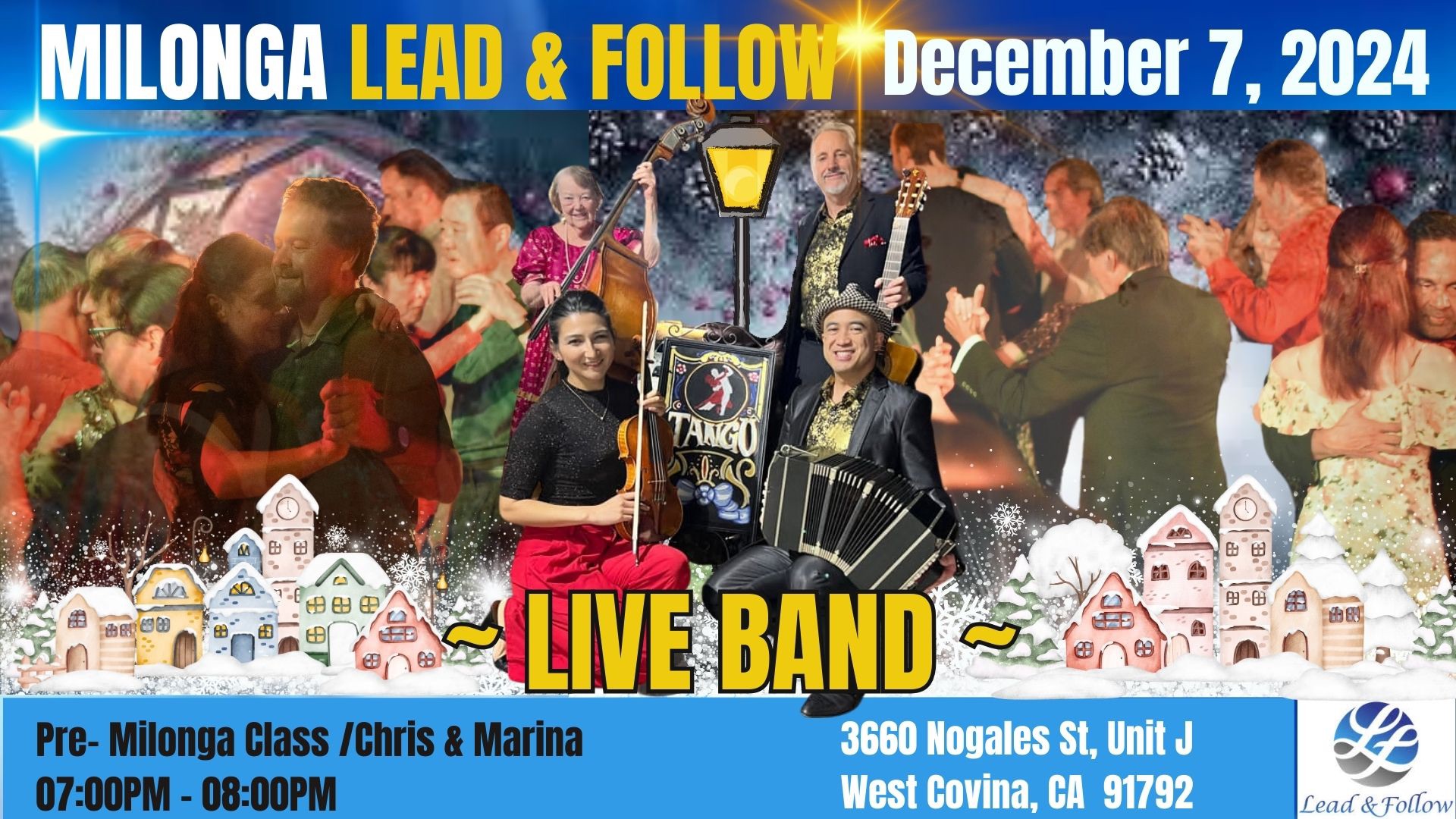 Milonga Lead & Follow ❄️Tango Noel Serenade ❄️ Live Band.