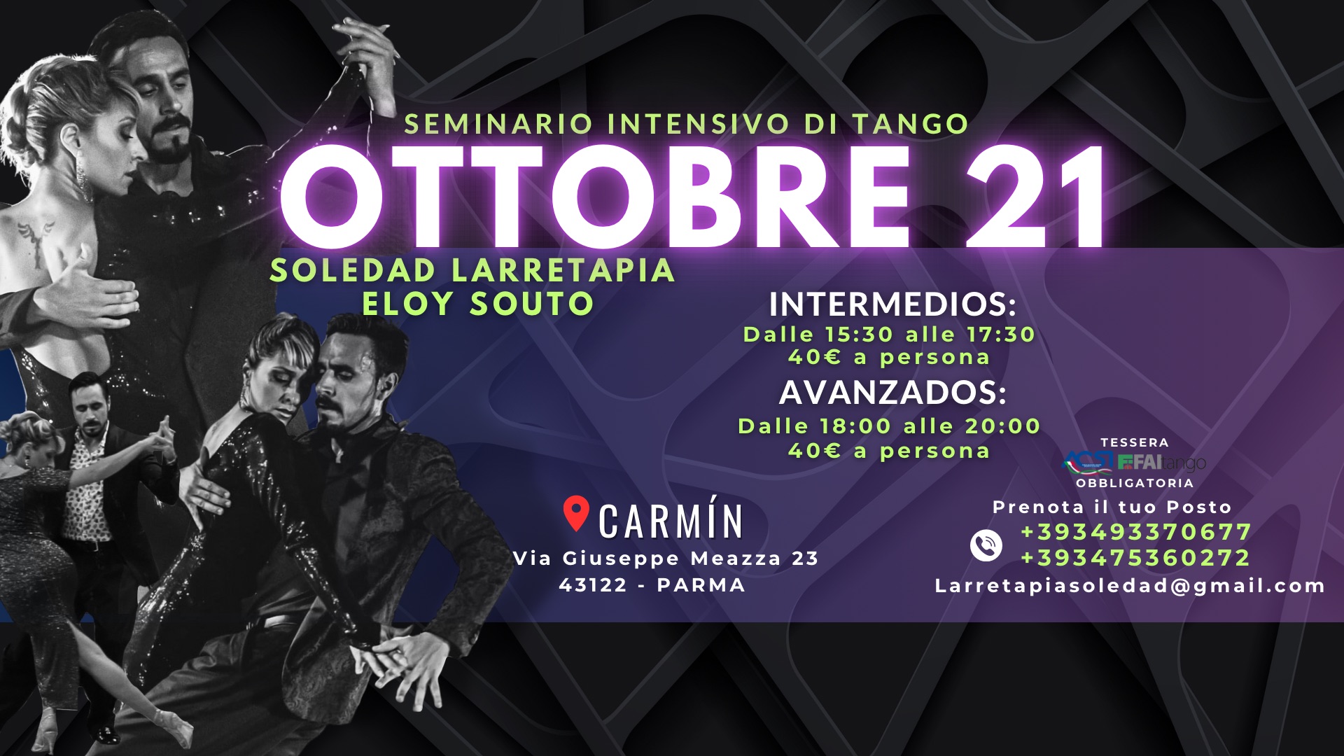 SEMINARIO INTENSIVO DI TANGO A PARMA