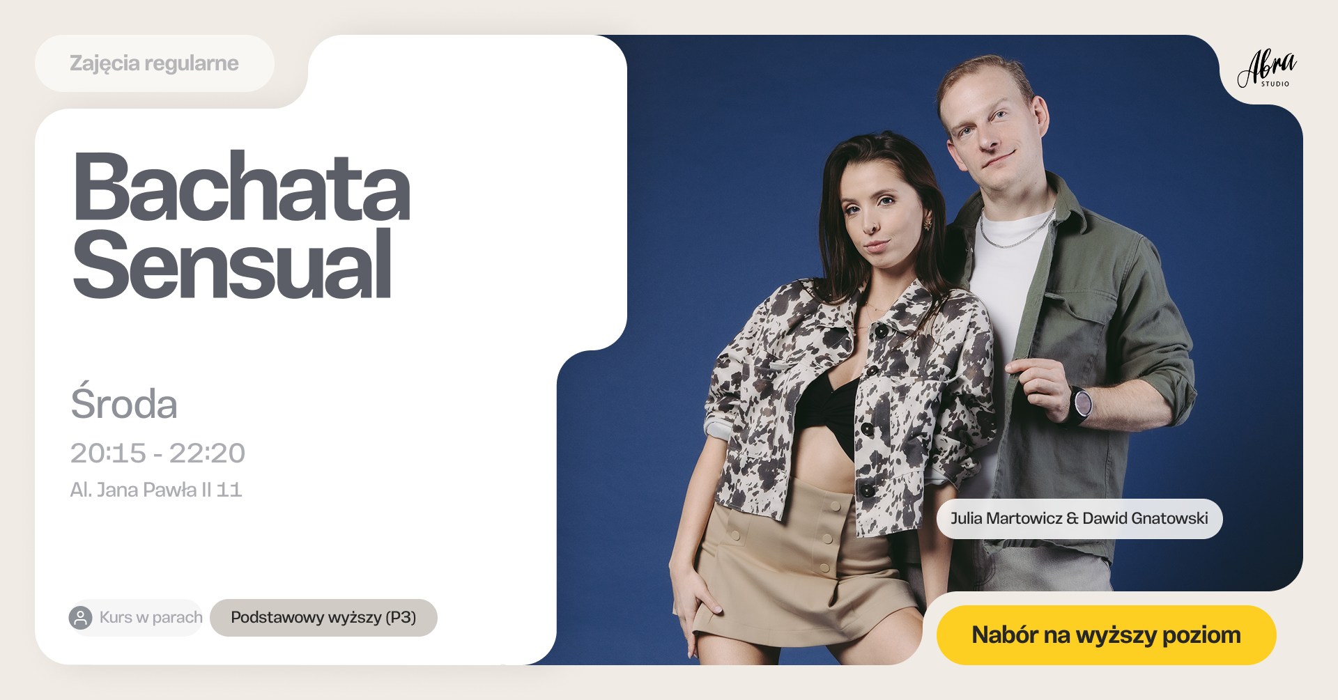 Bachata Sensual z Julią & Dawidem nabór na poziom podstawowy wyższy (P3)