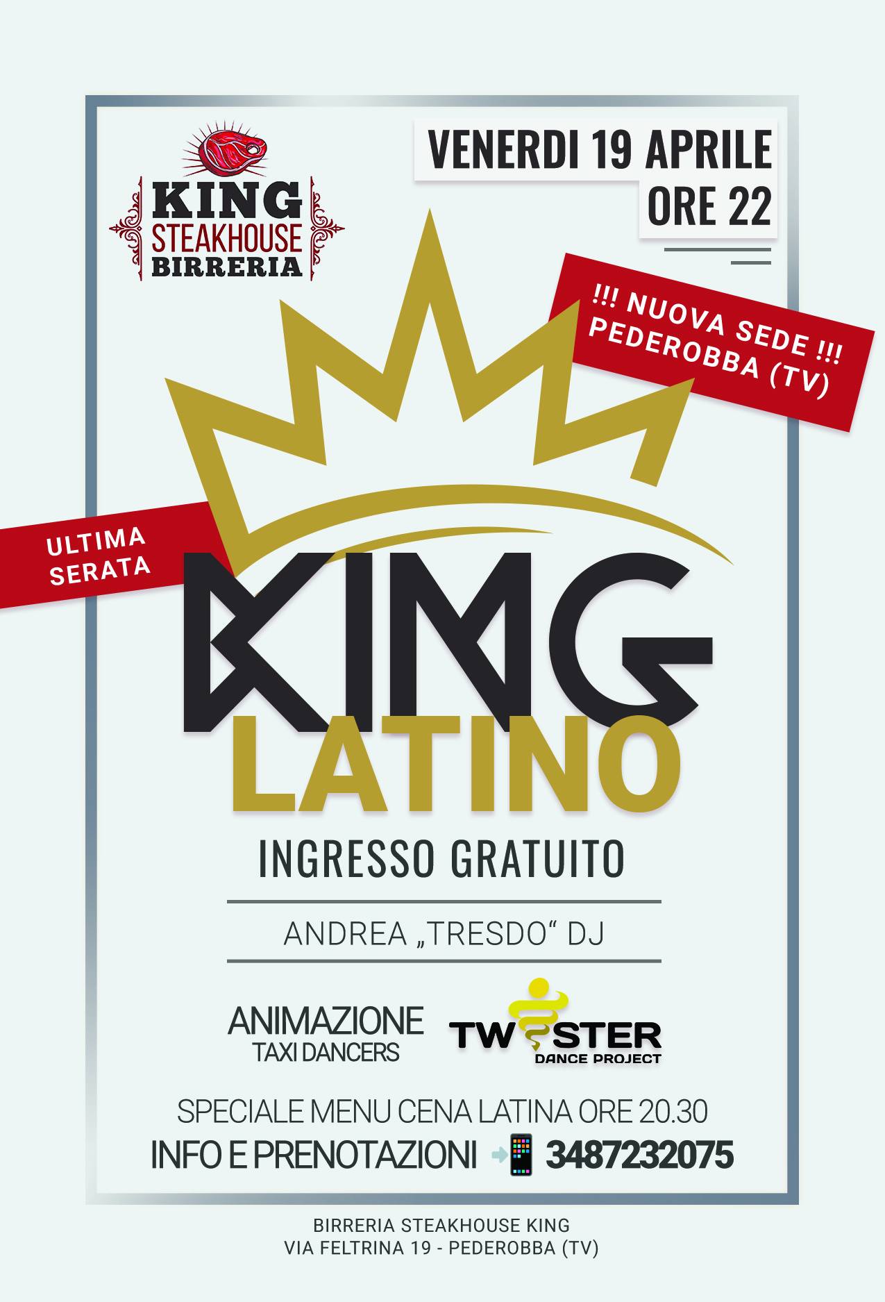 KING LATINO La Grande Chiusura 19.4.24 Venerdรฌ Latino PEDEROBBA (TV)