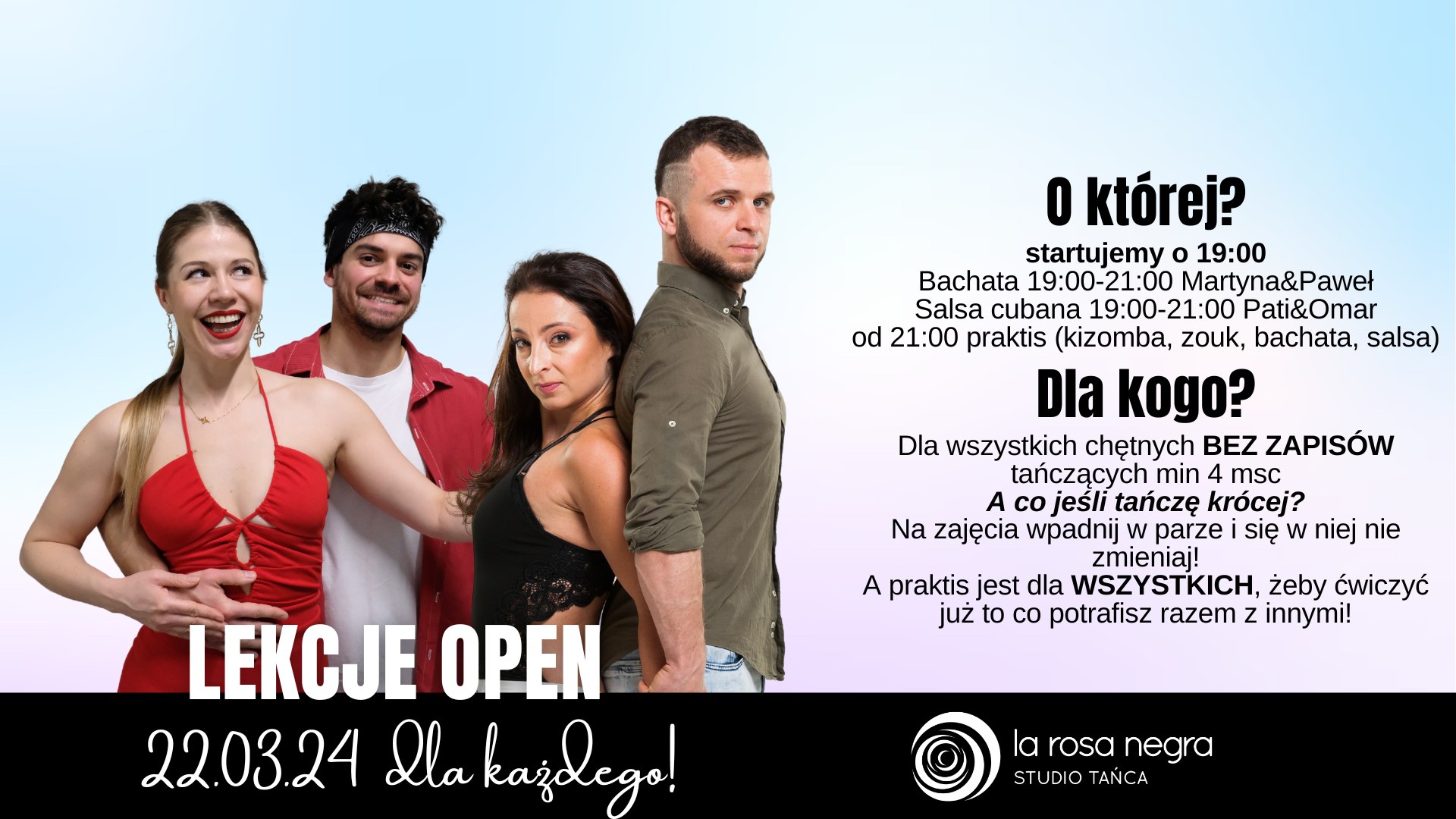 Lekcje open BACHATA, CUBANA i praktis w La Rosa Negra <3