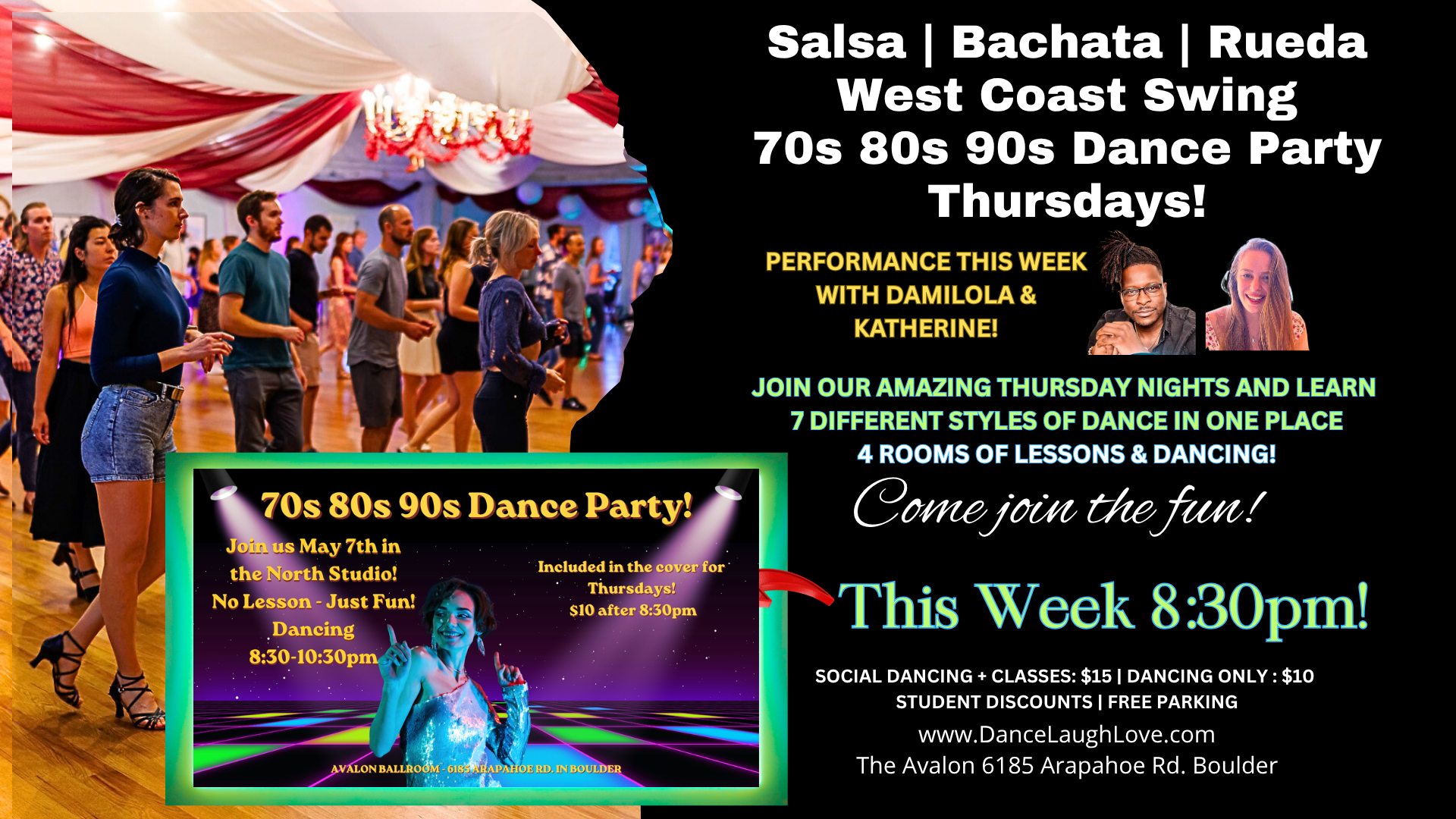 Salsa, Rueda, Bachata, West Coast Swing!