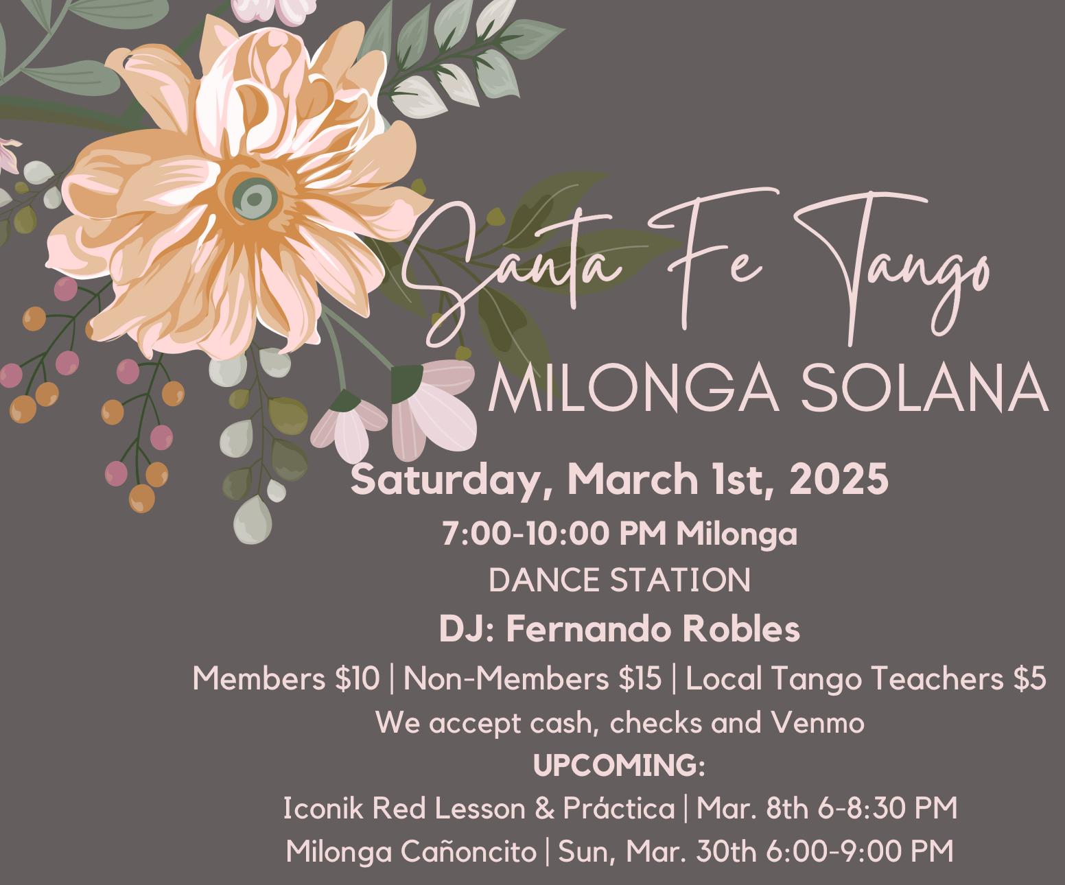 Milonga Solana - Saturday, March 1st
