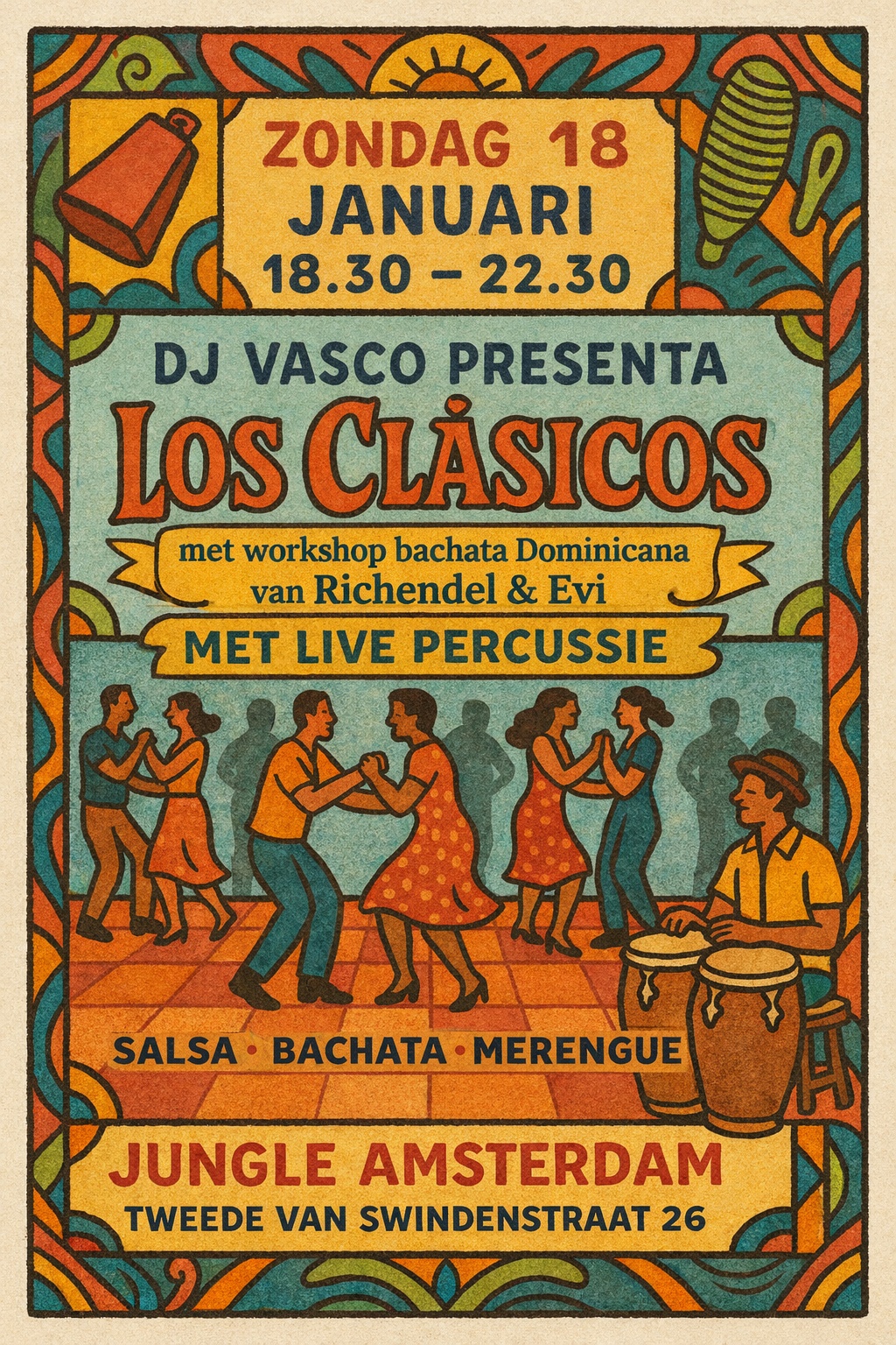 Los Clásicos - Workshop Bachata Dominicana Richendel & Evi + Live percussion